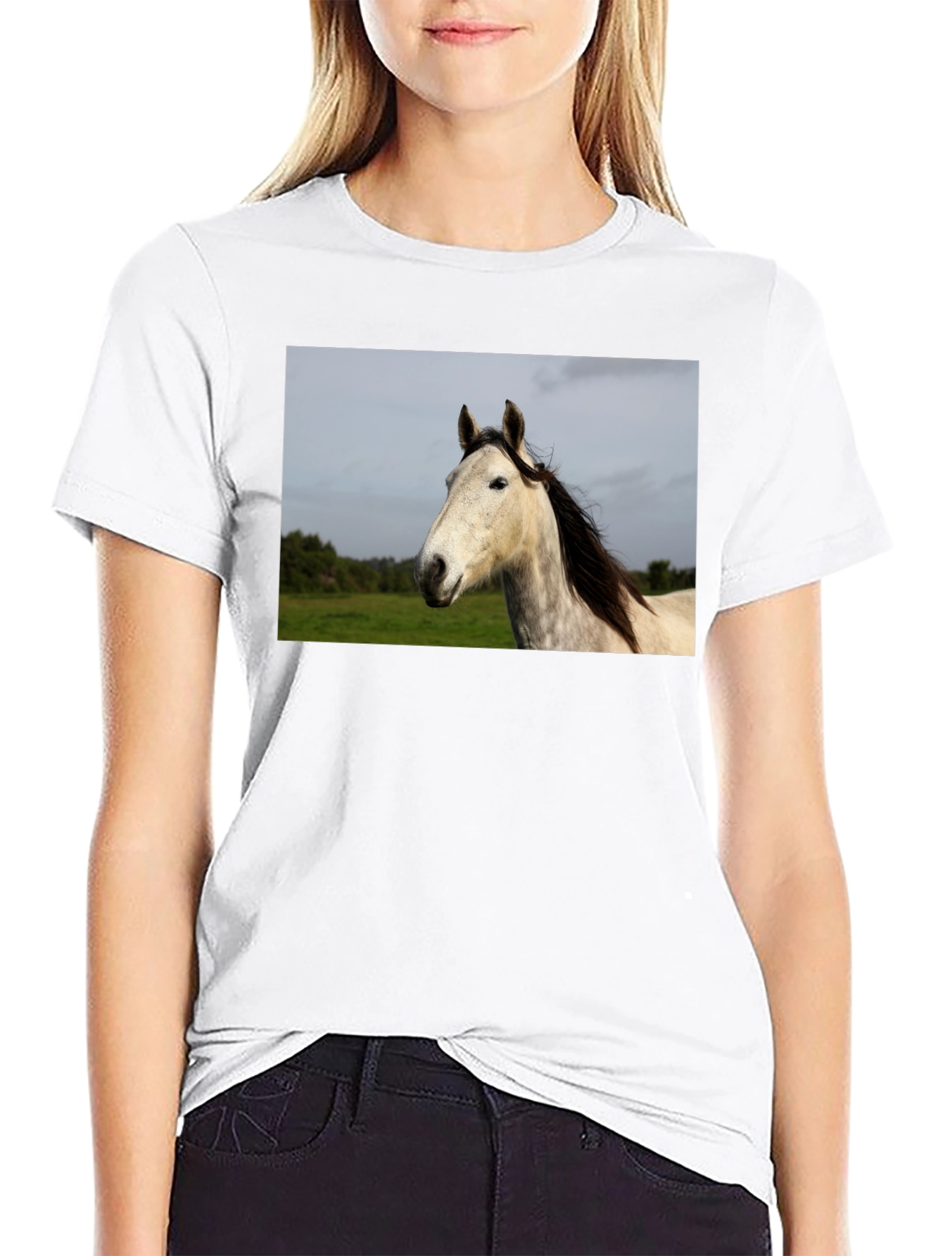 Black Horse Graphic Print Black T-Shirt view 9