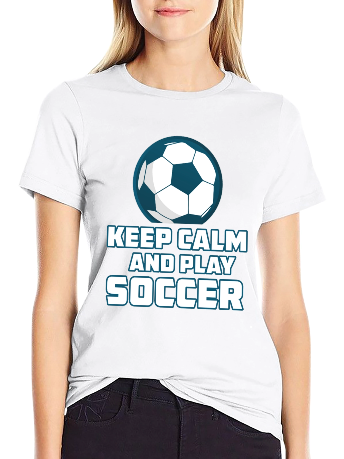 Black Keep Calm and Play Soccer T-Shirt view 9