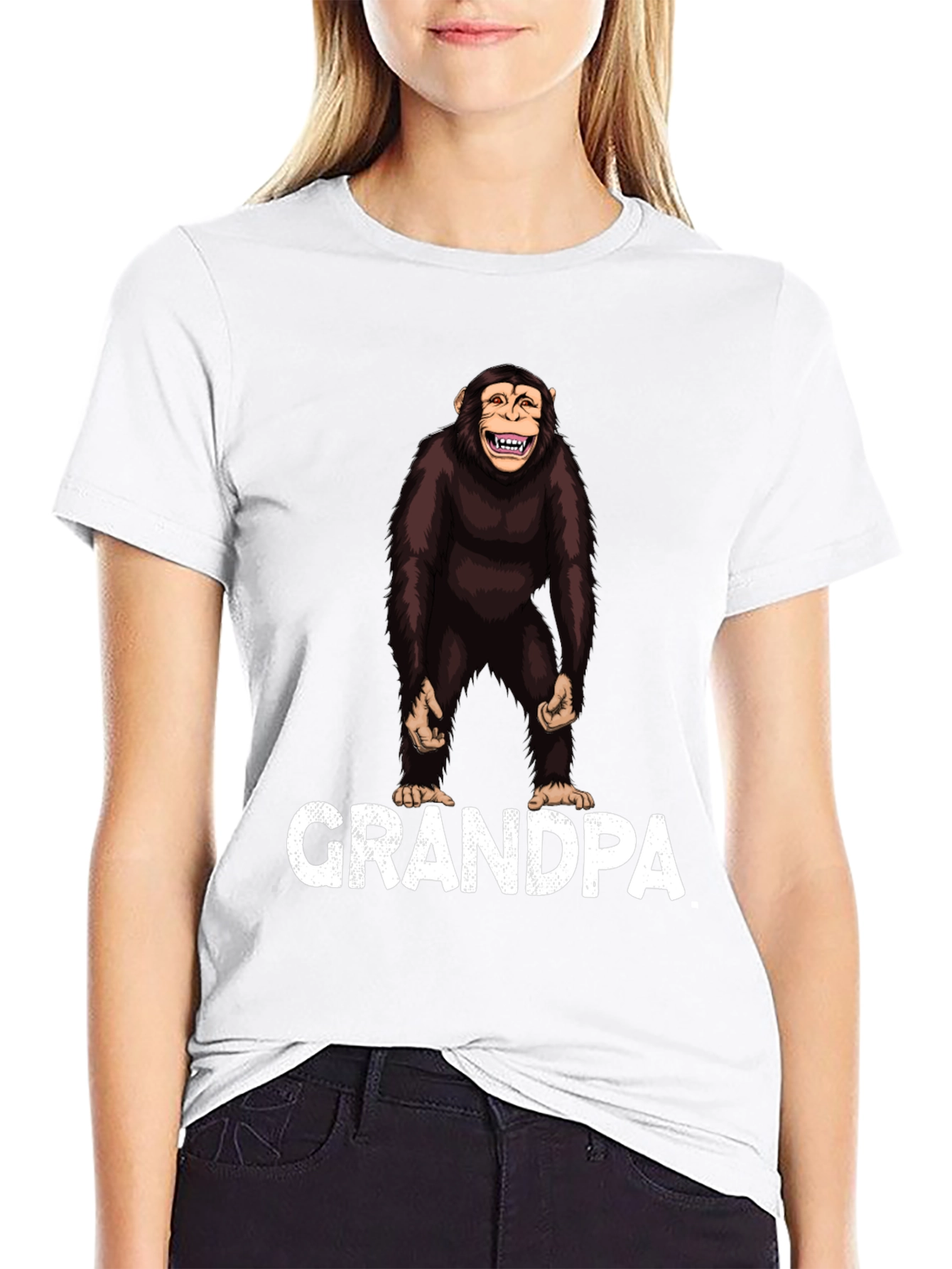 Black Grandpa Chimp T-Shirt - Funny Monkey Graphic Tee view 9