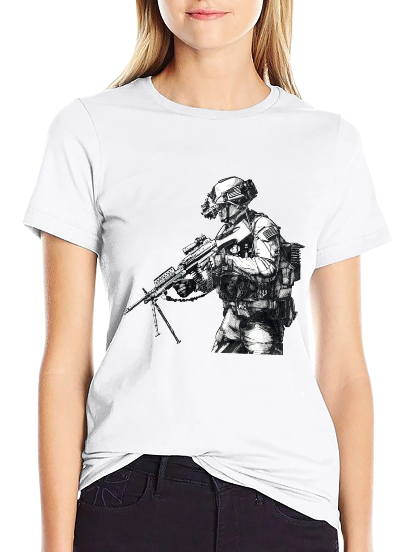 Black Tactical Soldier Graphic T-Shirt - Black view 9