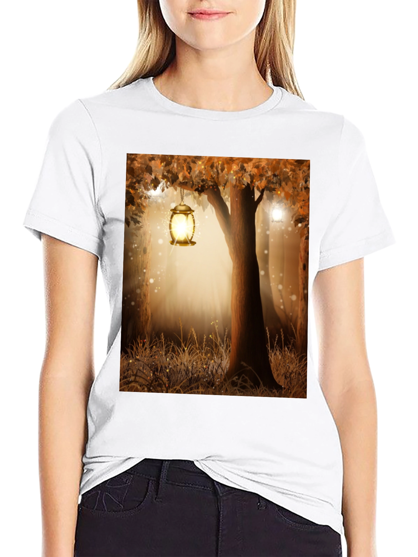 Black Enchanted Forest Lantern Black Tee view 9