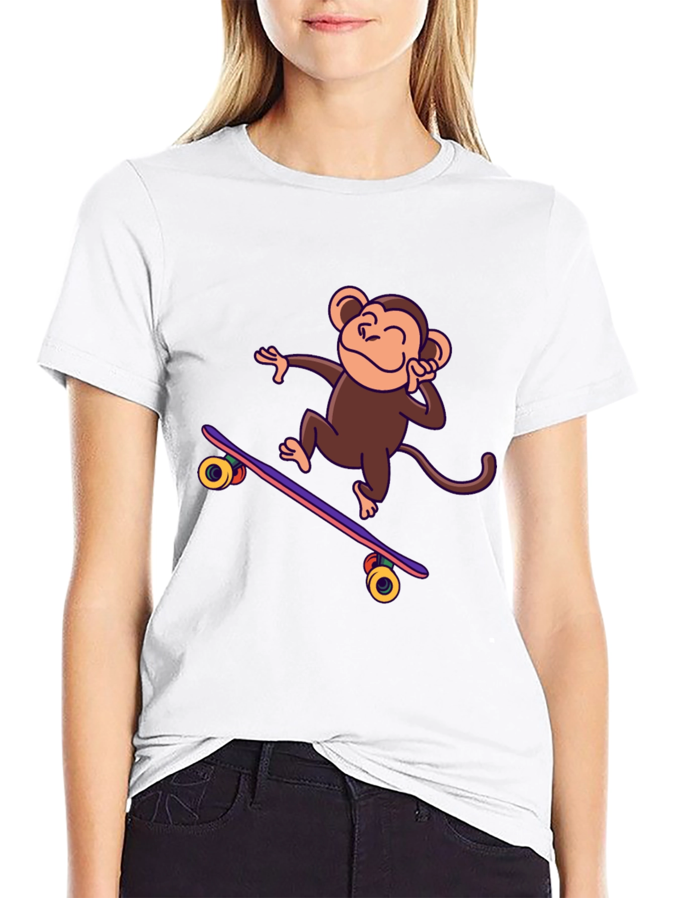 Black Skateboarding Monkey Graphic Tee - Fun & Stylish! view 9