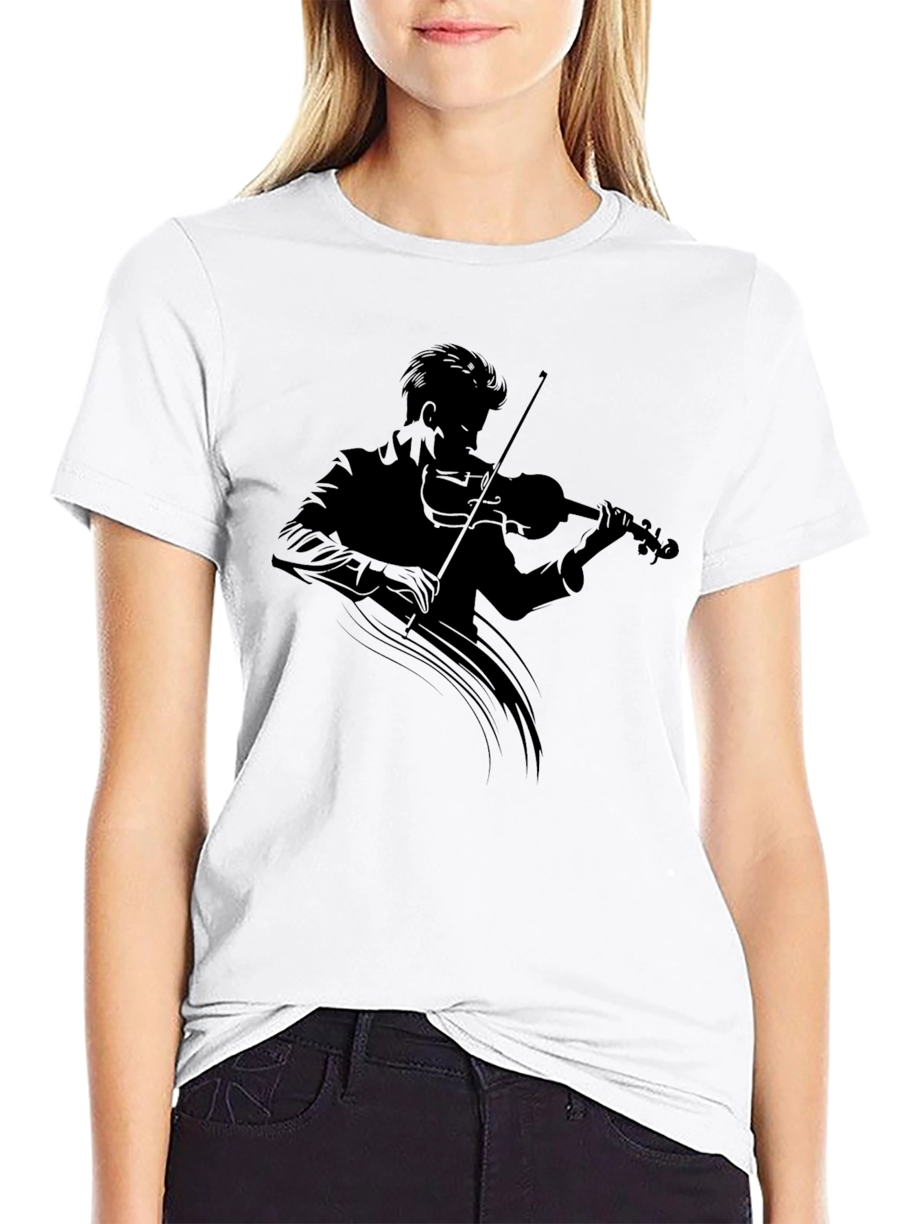 Black Musician Silhouette T-Shirt - Classic Black Tee view 9