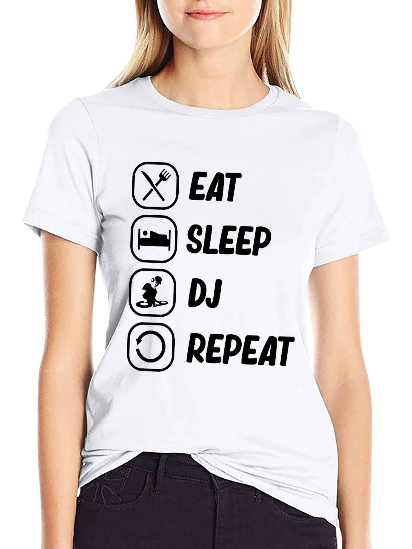 Black Eat Sleep DJ Repeat Black Graphic T-Shirt view 9