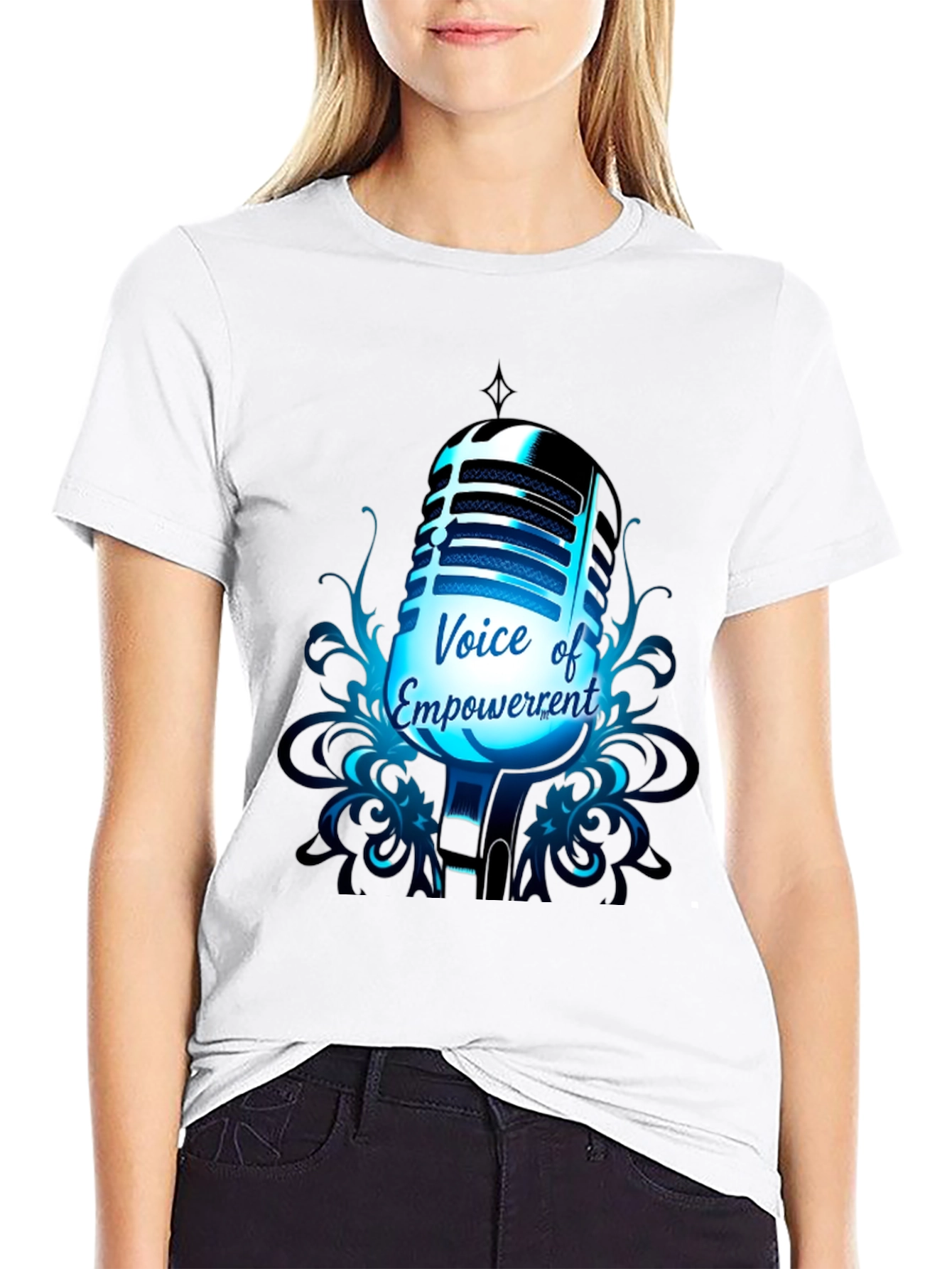 Black Voice of Empowerment T-Shirt: Retro Microphone Graphic Tee view 9