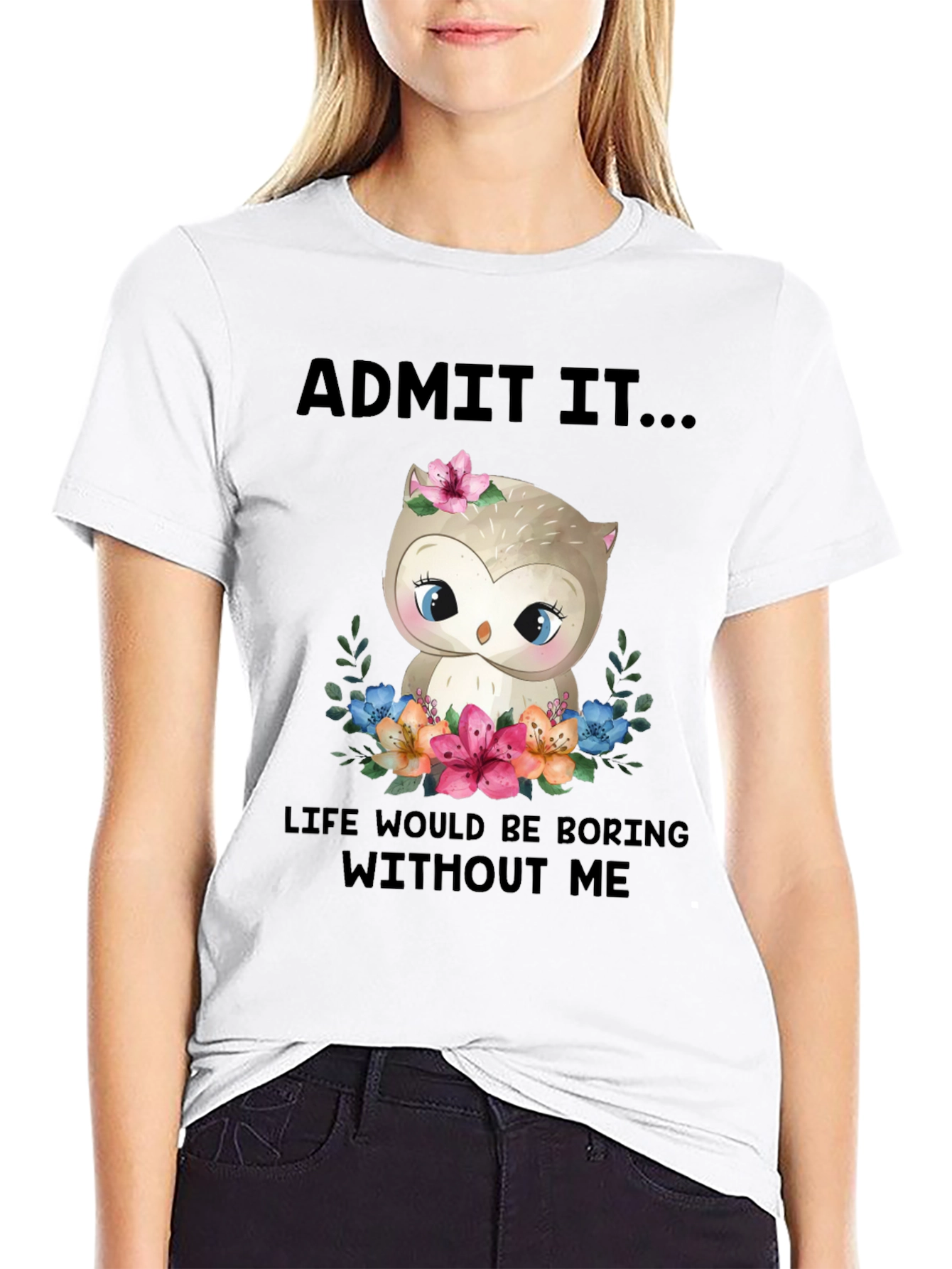 Black Cute Owl Graphic Tee - "Admit It..." view 9