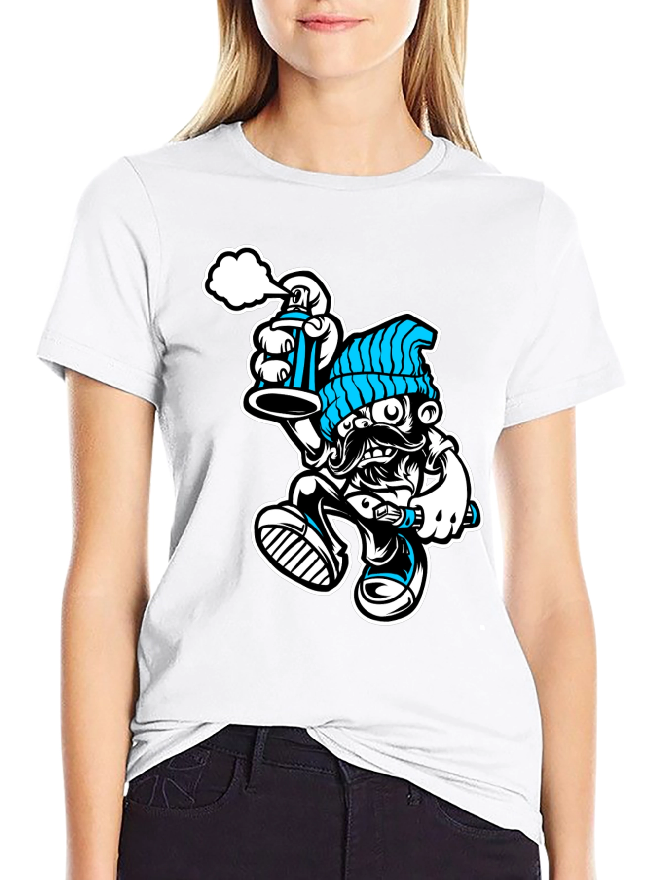 Black Cool Graphic T-Shirt: Graffiti Man view 9