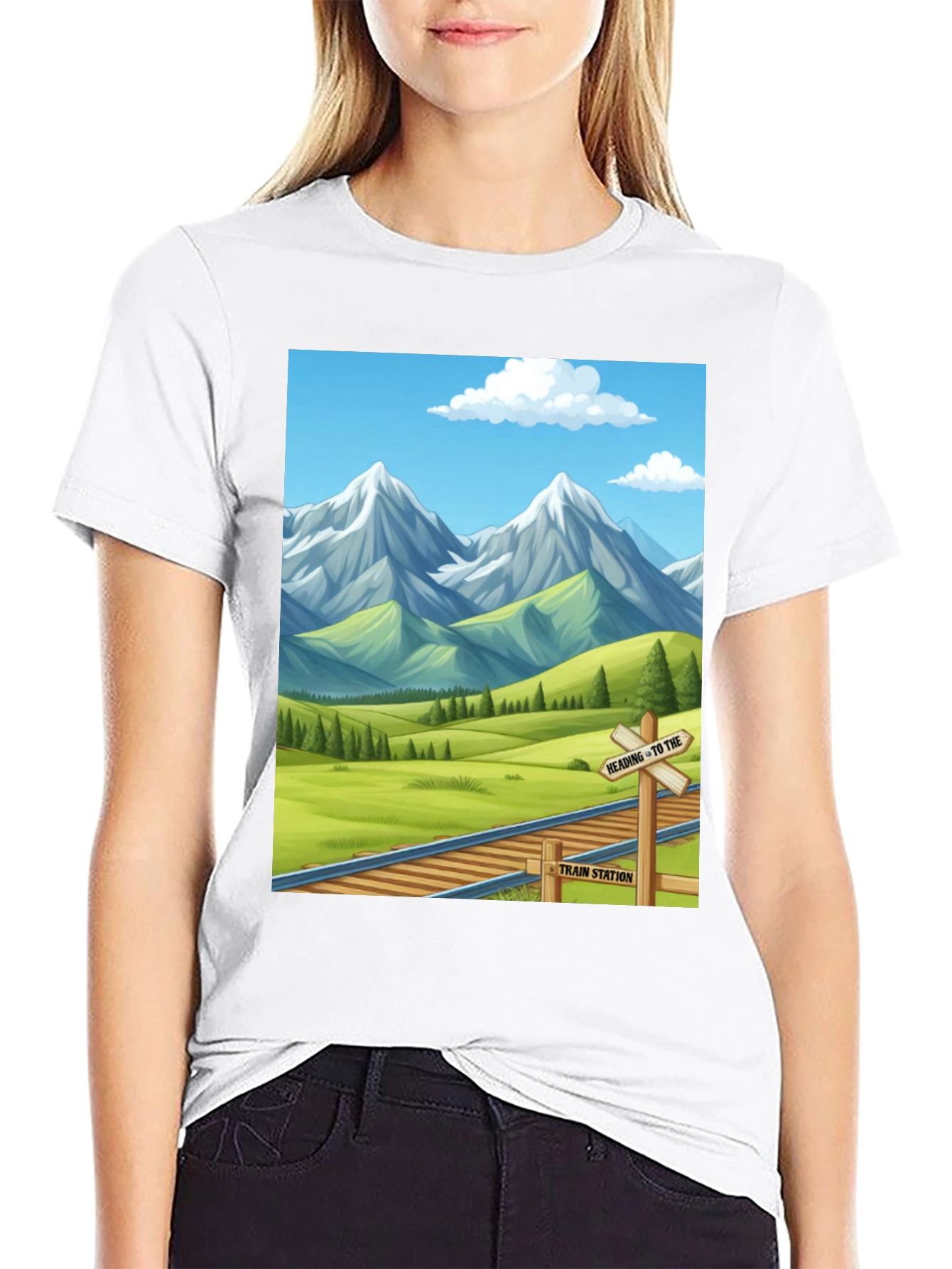 Black Scenic Mountain Train T-Shirt view 9