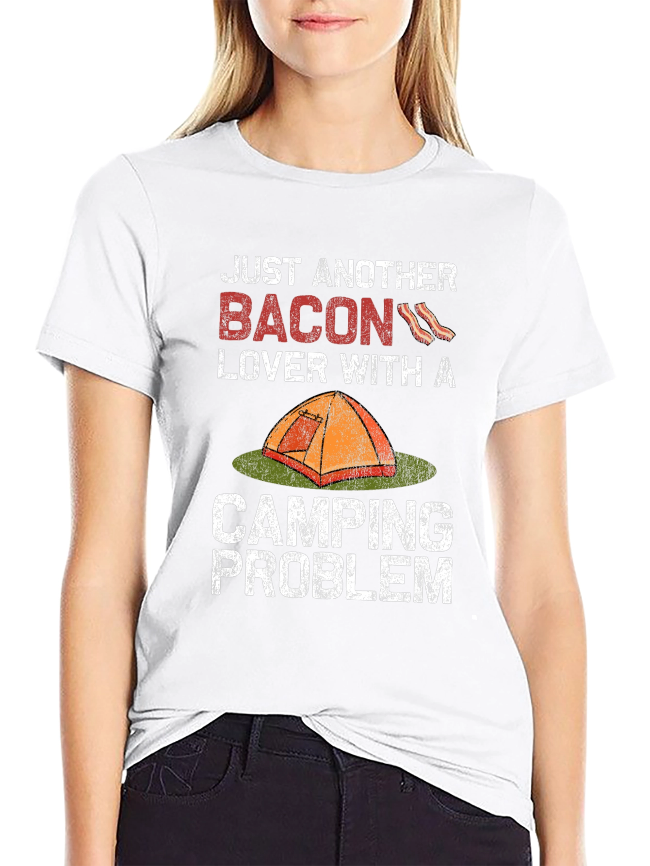 Black Bacon Lover Camping Problem T-Shirt view 9