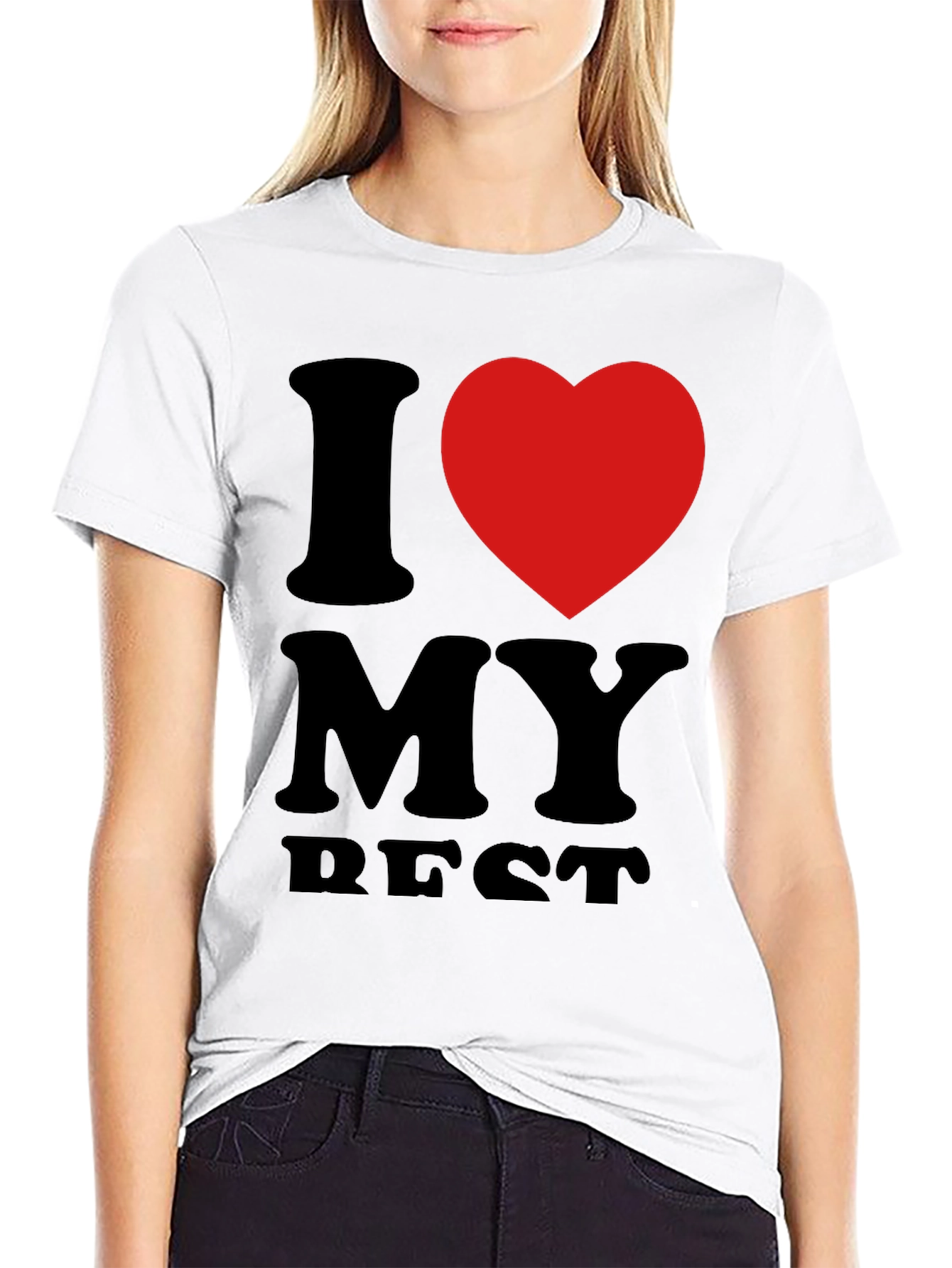 Black I Heart My Best T-Shirt - Black Crew Neck Tee view 9