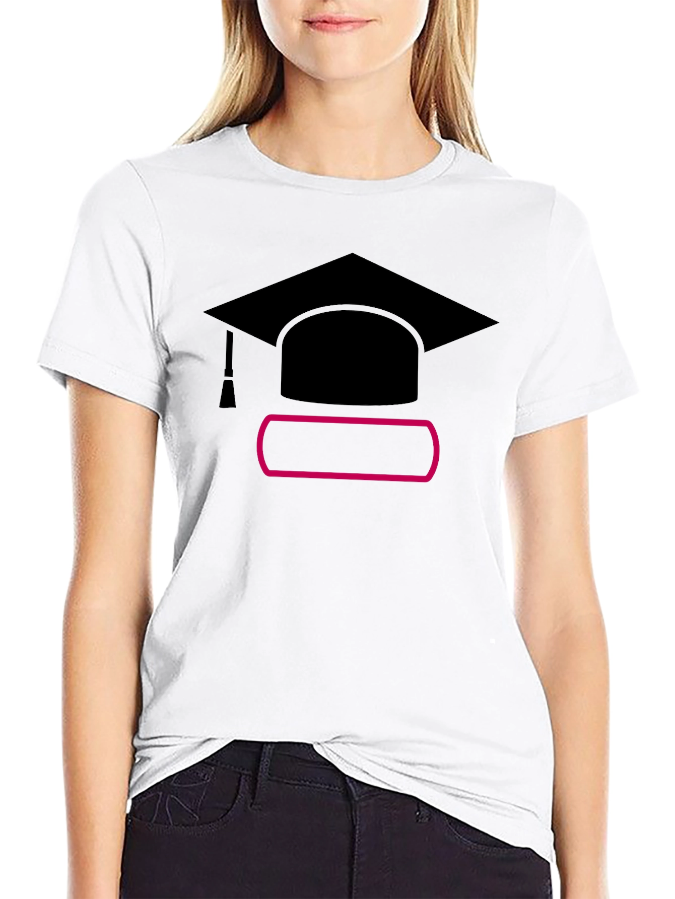 Black Graduation Cap Graphic T-Shirt - Unisex Black Tee view 9