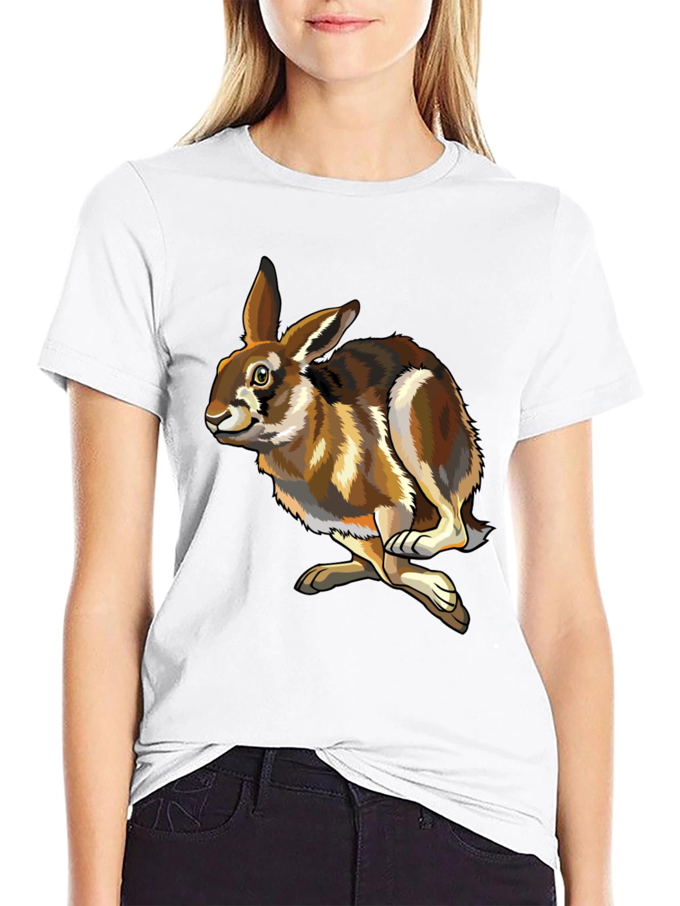 Black Hare Graphic Tee - Black Cotton T-Shirt view 9