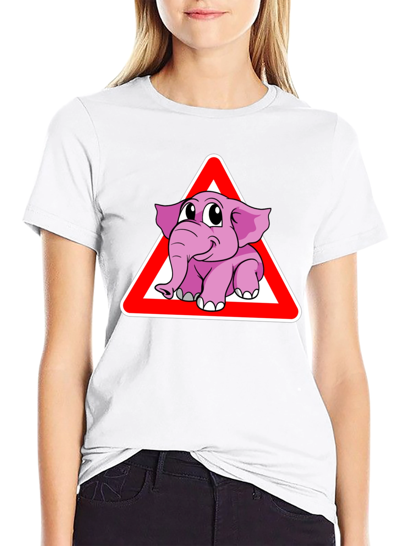 Black Elephant Crossing Funny Graphic T-Shirt view 9