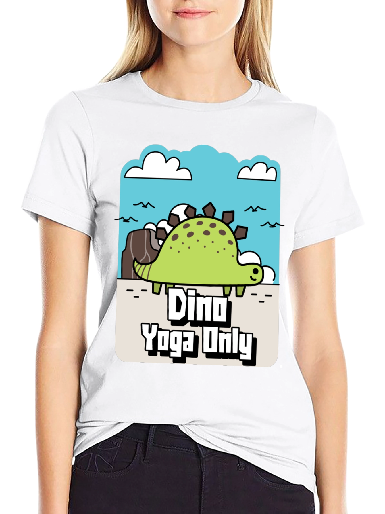 Black Dino Yoga Only Graphic Tee view 9