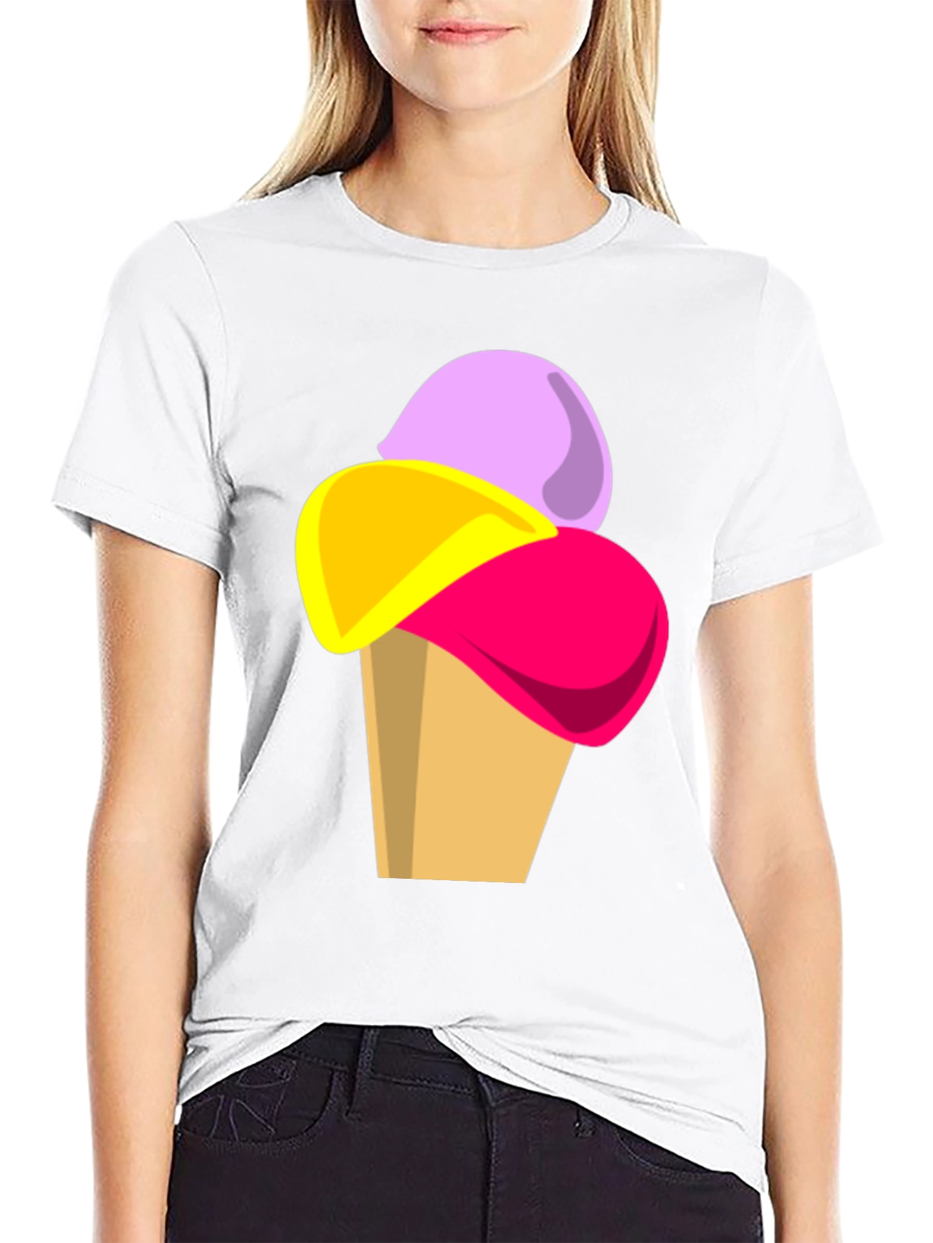 Black Ice Cream Graphic Tee - Fun Casual T-Shirt view 9