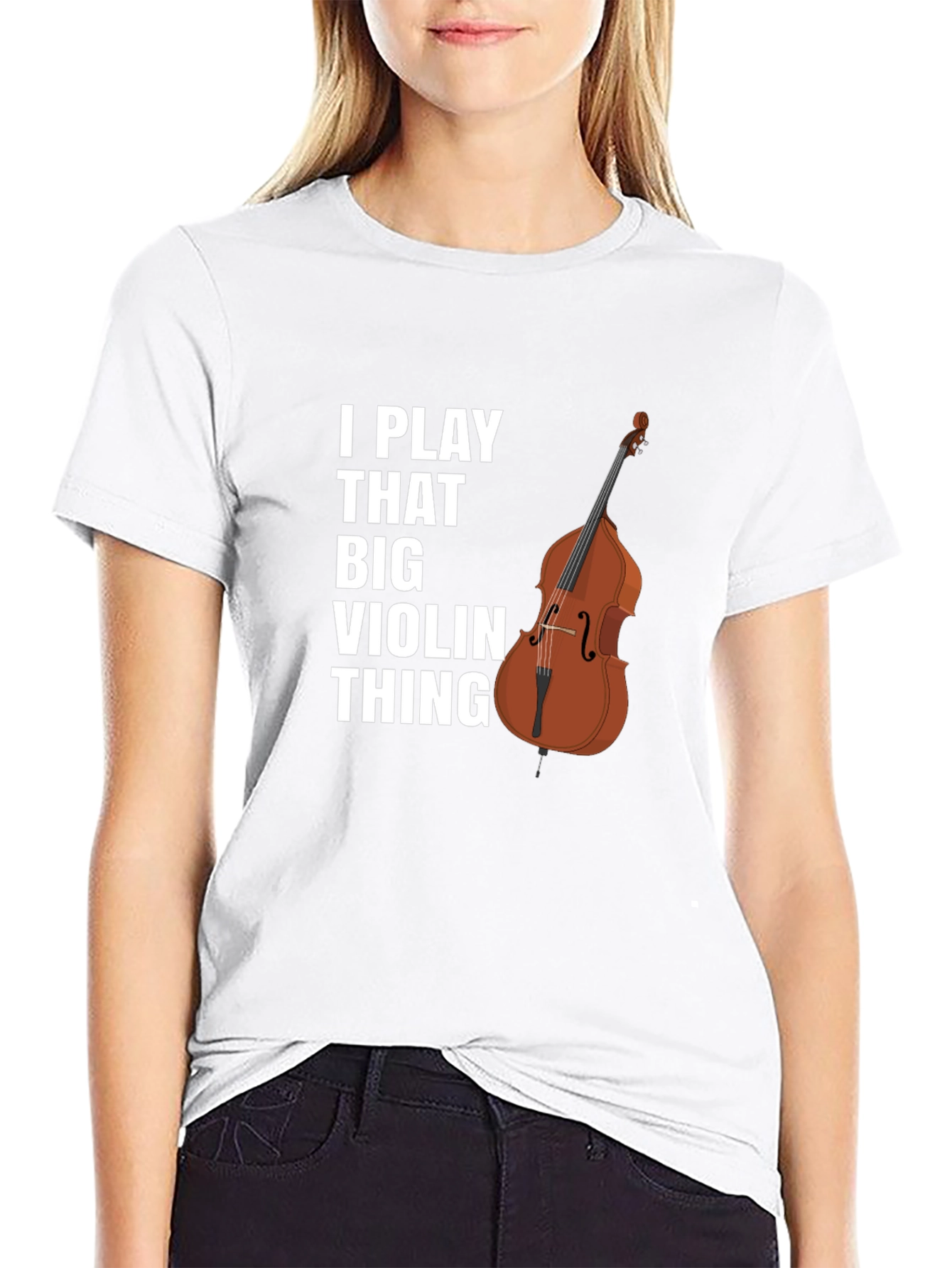 Black I Play That Big Violin Thing T-Shirt view 9