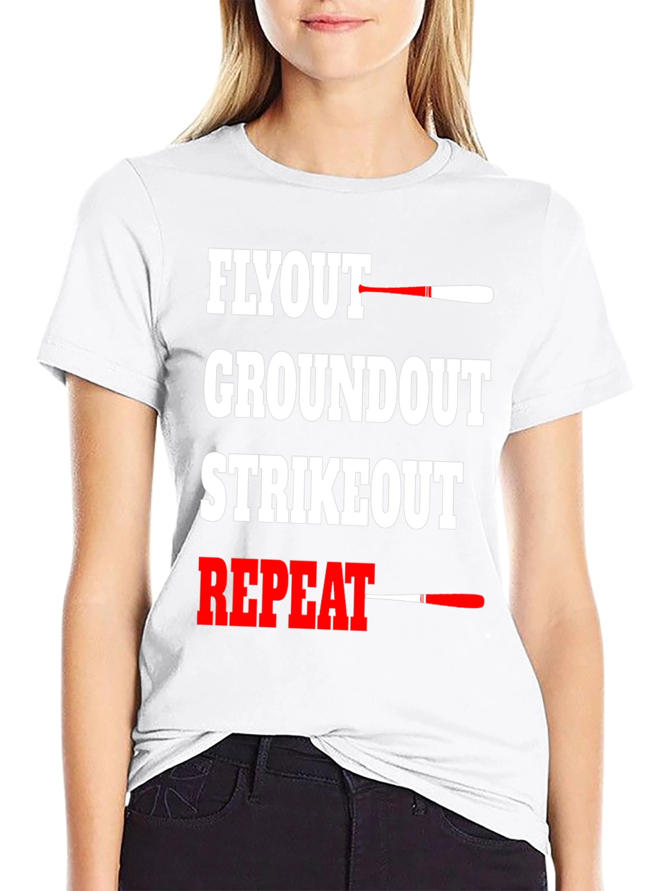 Black Baseball Flyout Repeat Graphic T-Shirt view 9
