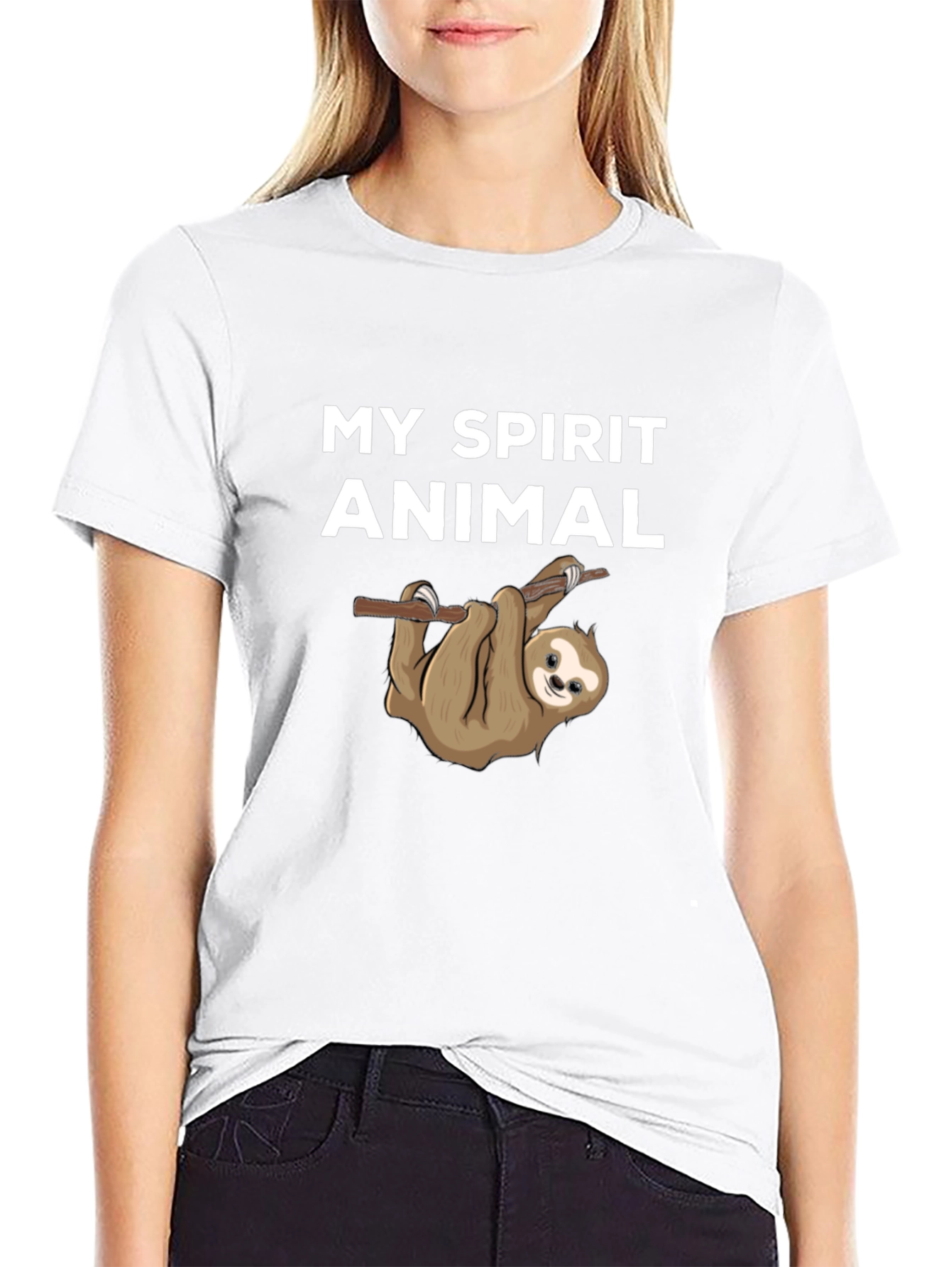 Black My Spirit Animal Sloth T-Shirt Black Cotton view 9