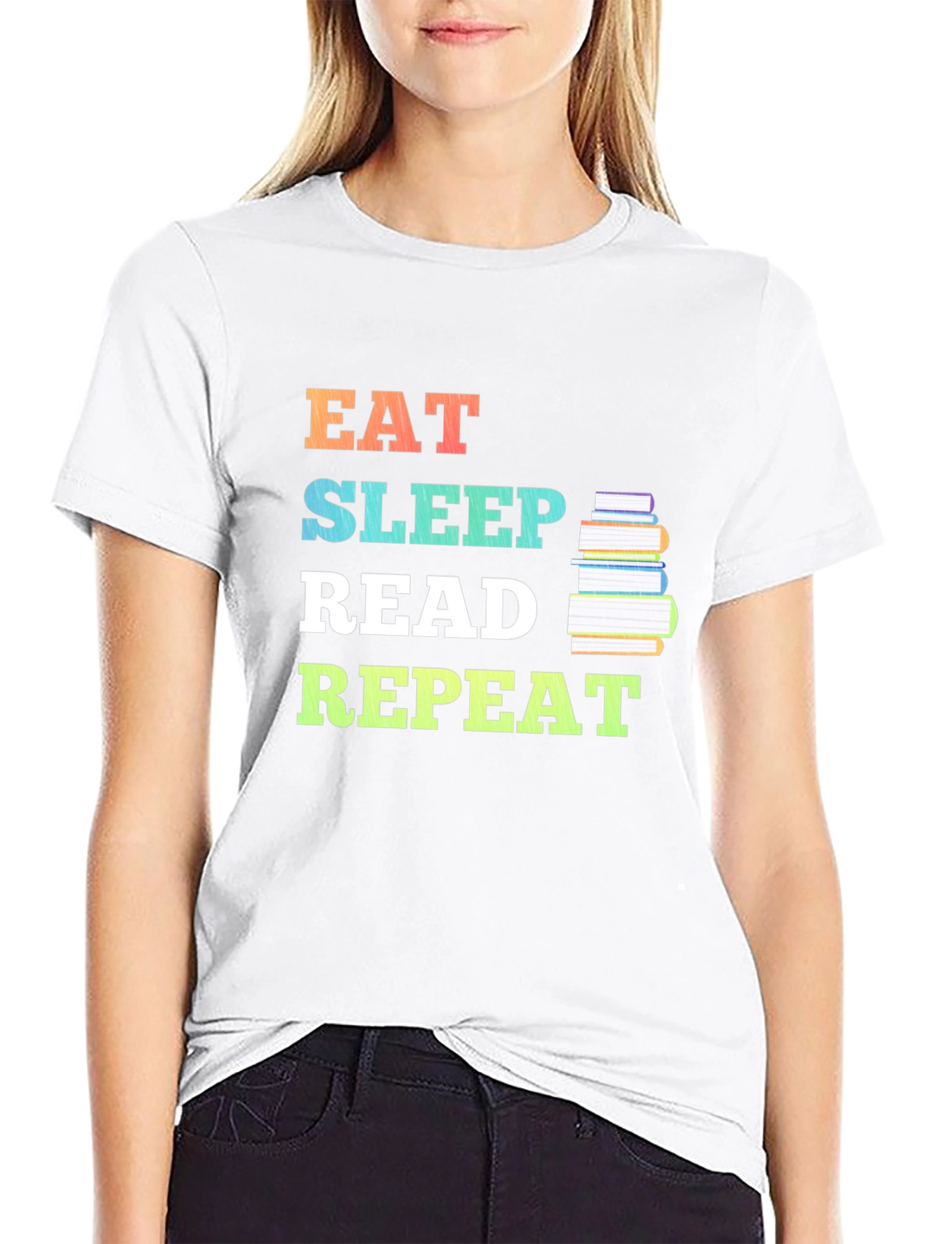 Black Eat Sleep Read Repeat Graphic Tee - Book Lover's T-Shirt view 9