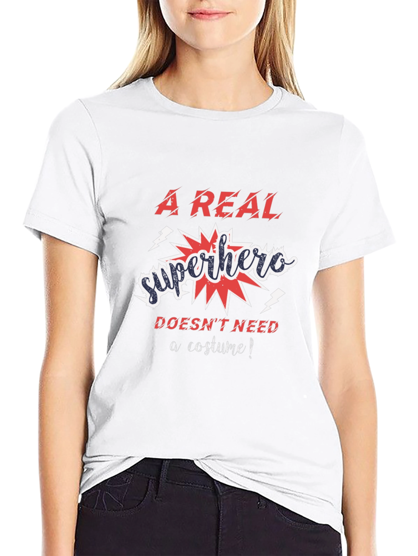 Black A Real Superhero T-Shirt - No Costume Needed! view 9