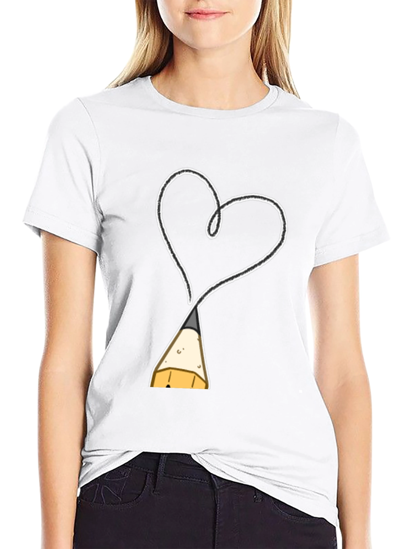 Black Heart Drawn By Pencil T-Shirt - Artistic Fashion view 9
