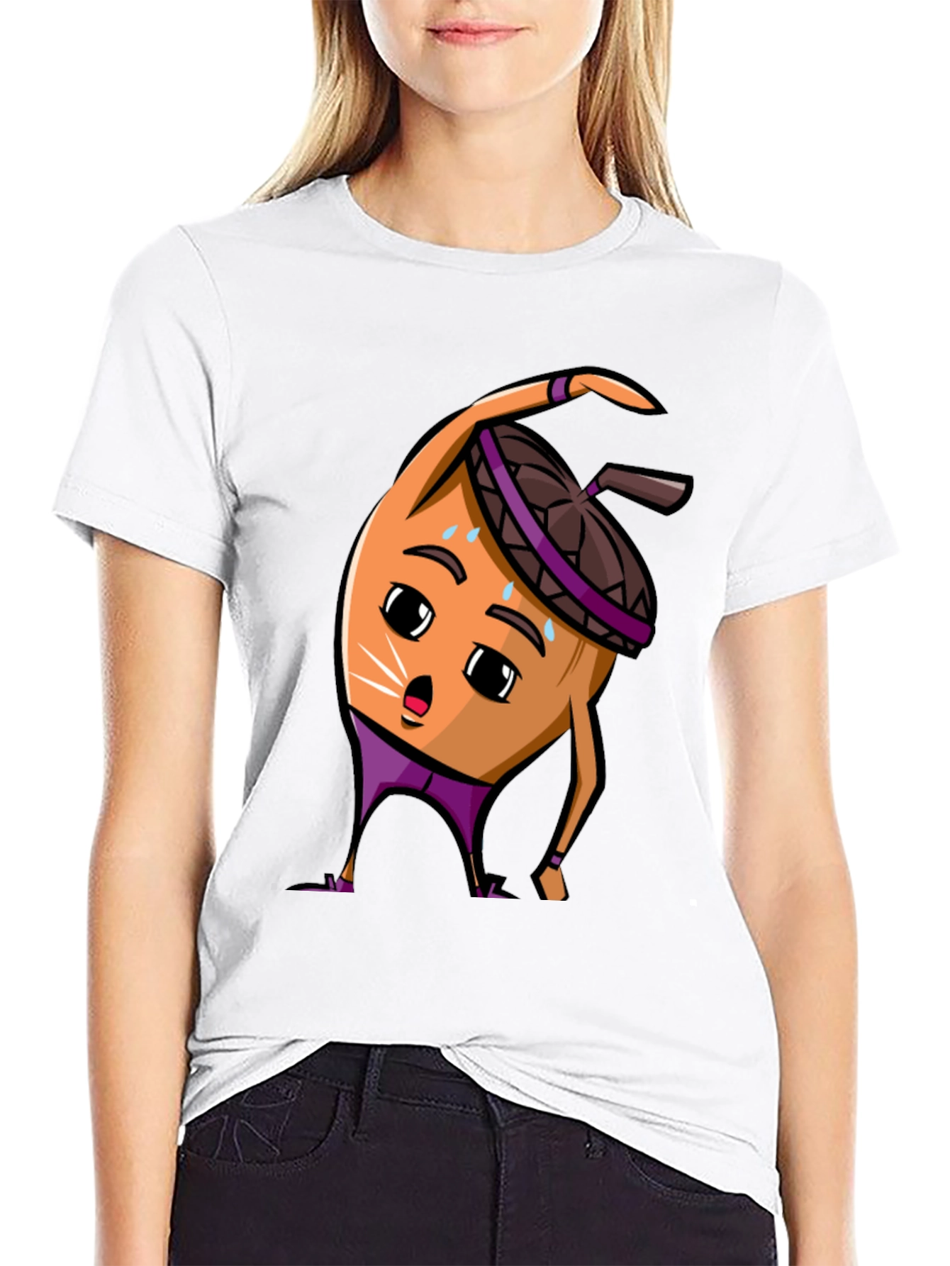 Black Funny Acorn Workout T-Shirt - Black view 9