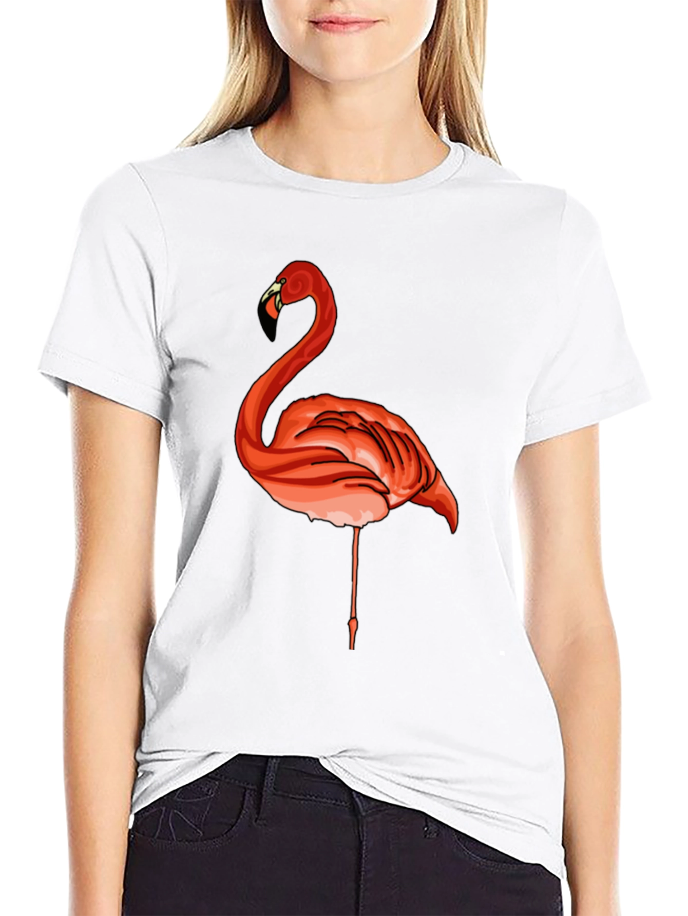 Black Flamingo Graphic Tee - Casual Black T-Shirt view 9