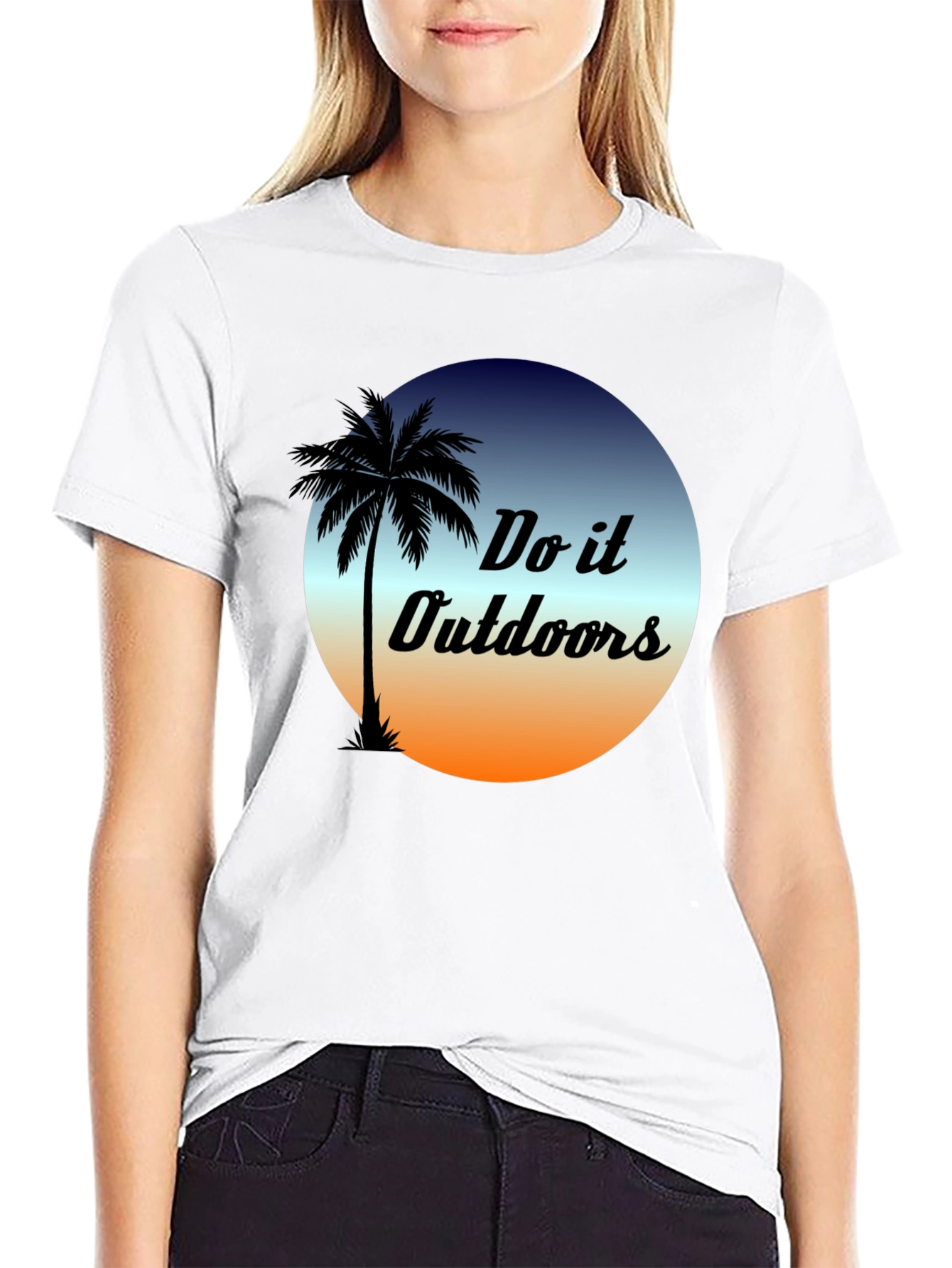Black Do it Outdoors Graphic T-Shirt - Palm Tree Design view 9