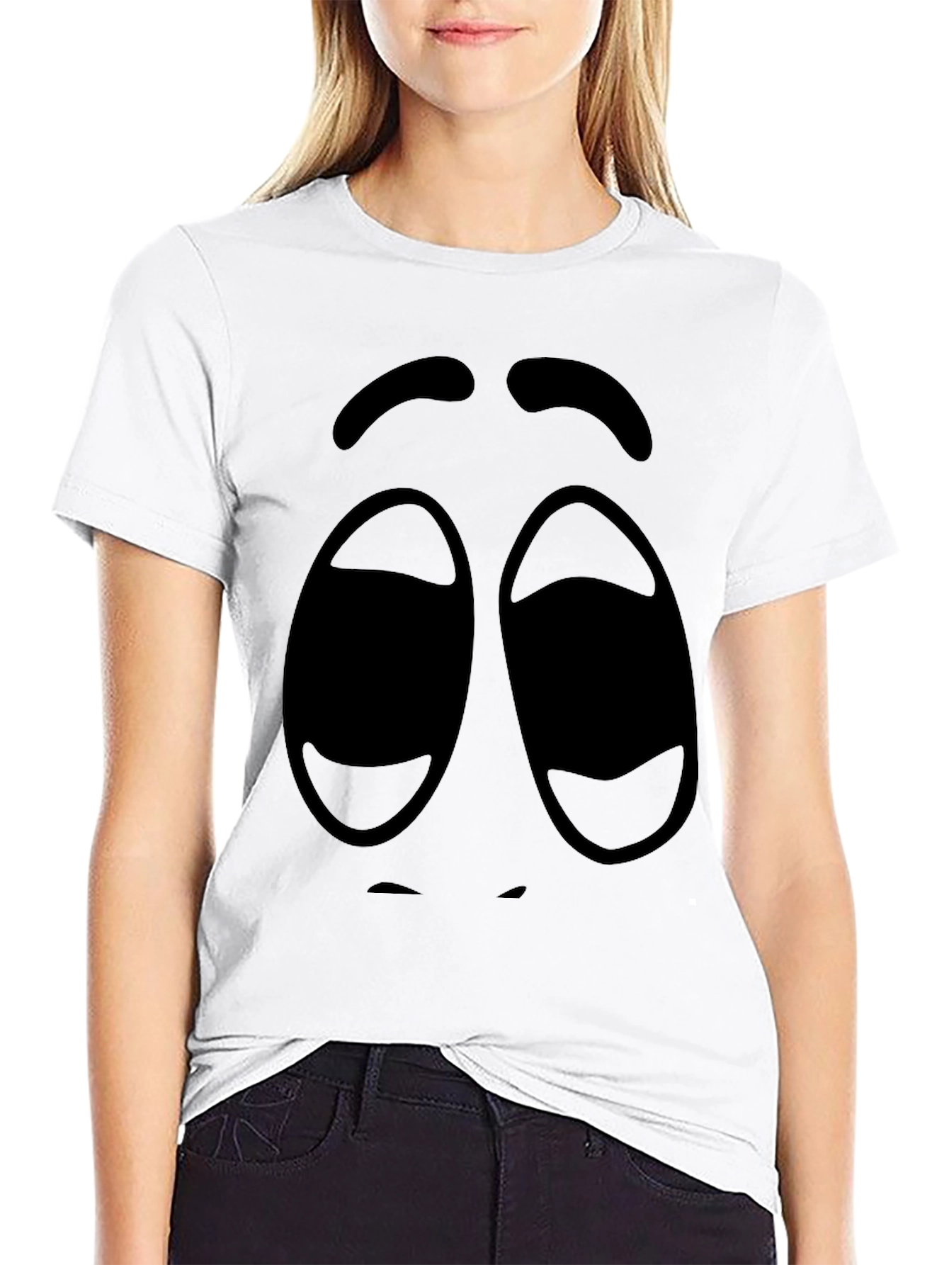 Black Expressive Face Graphic Tee - Unisex Black T-Shirt view 9