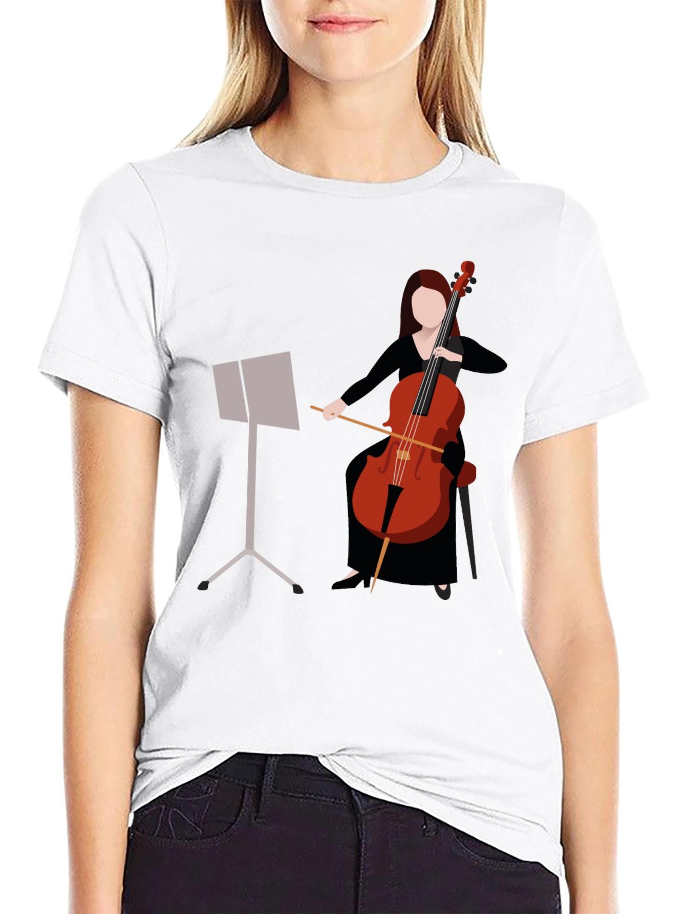 Black Cello Player Graphic T-Shirt - Music Lover's Tee view 9