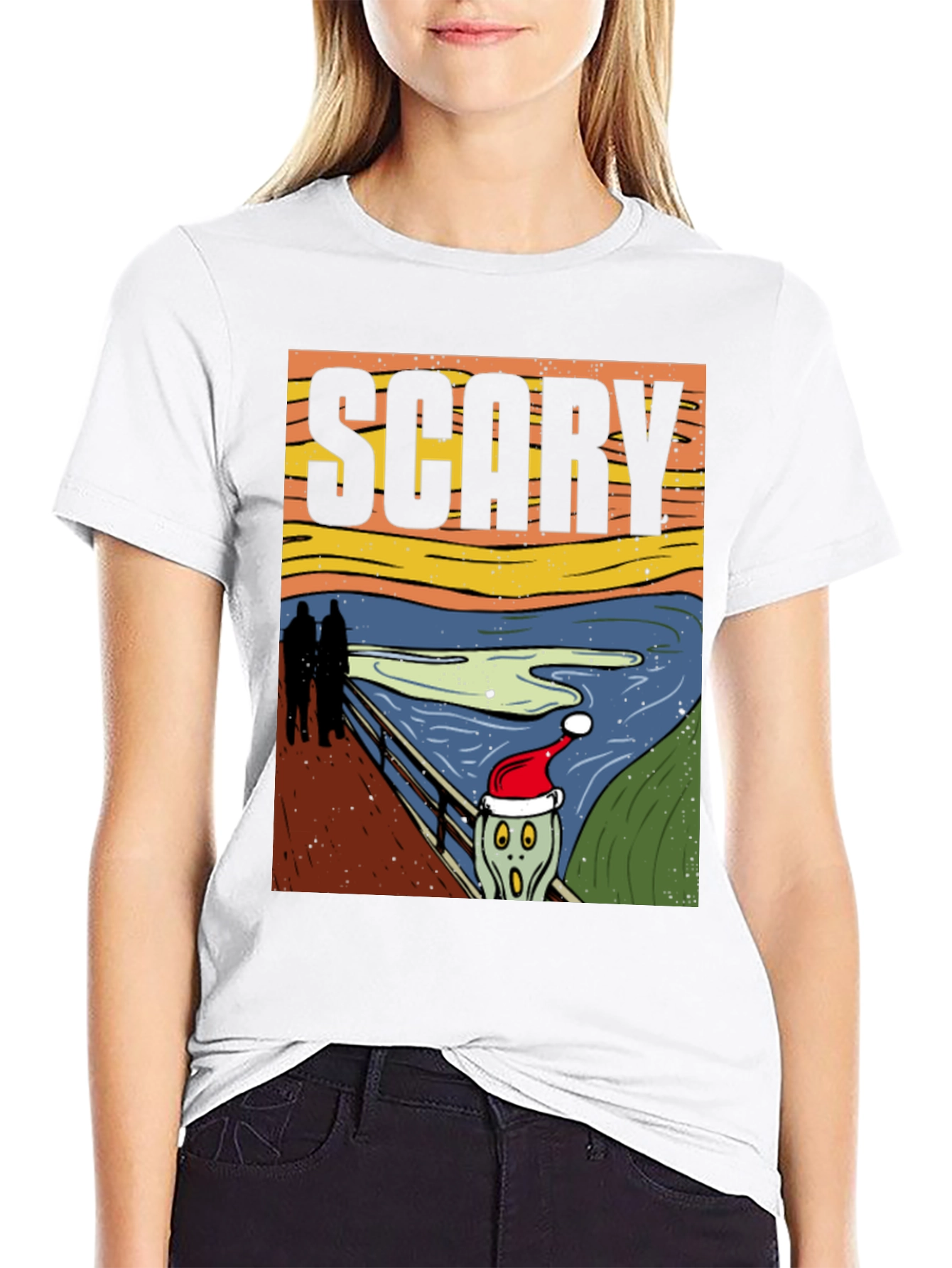 Black Scary Christmas Scream T-Shirt view 9