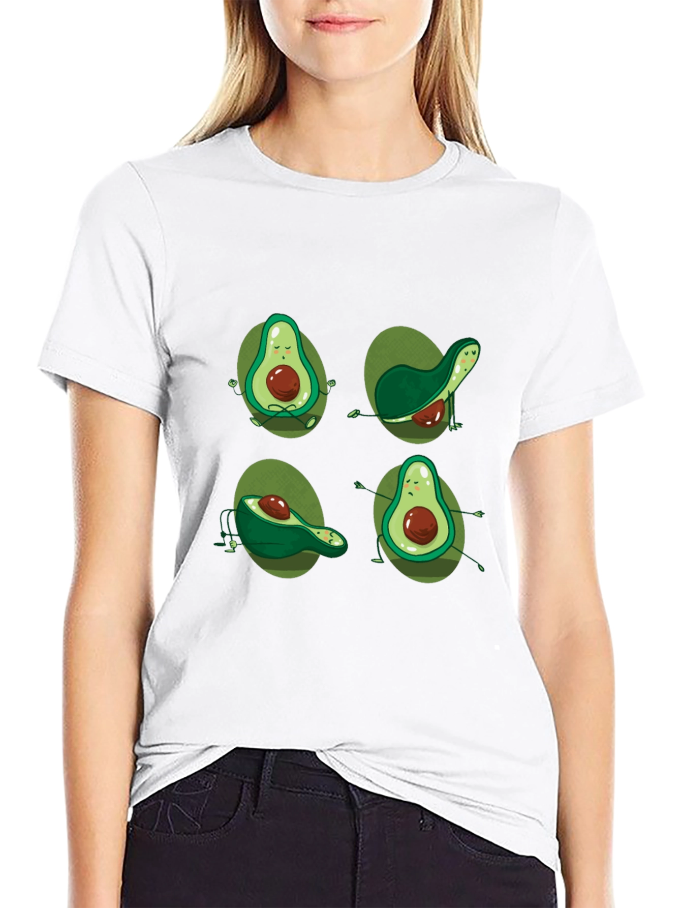 Black Avocado Yoga Black T-Shirt - Meditating Fruit Tee view 9