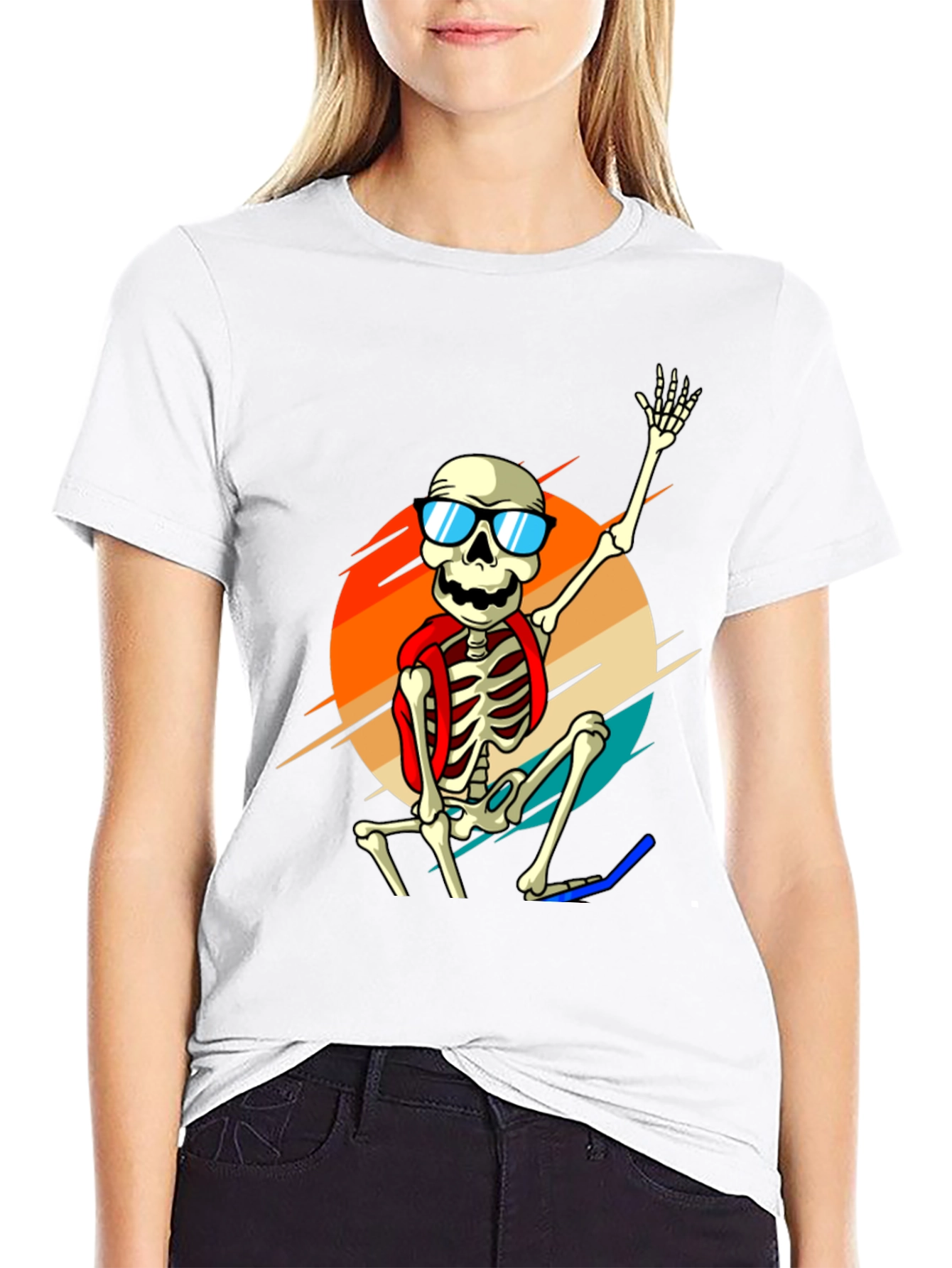 Black Skeleton in Sunglasses Graphic Tee view 9