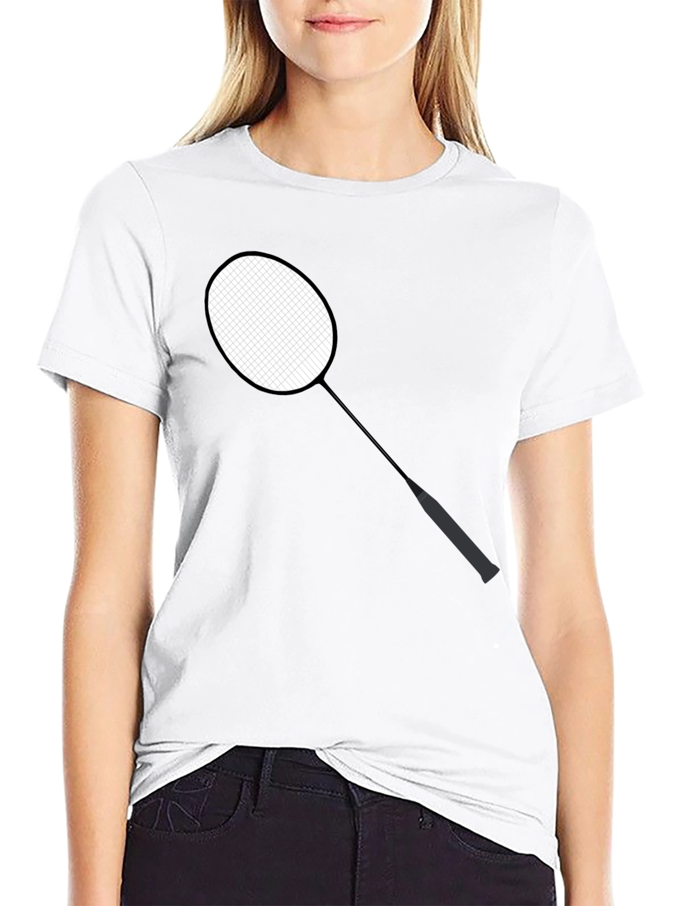 Black Badminton Racket Graphic Tee - Stylish Sportswear view 9