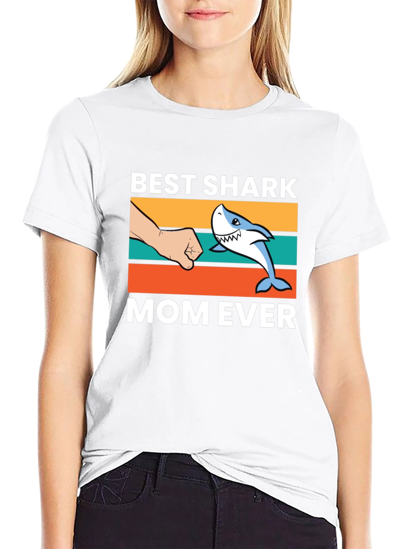 Black Best Shark Mom Ever T-Shirt view 9