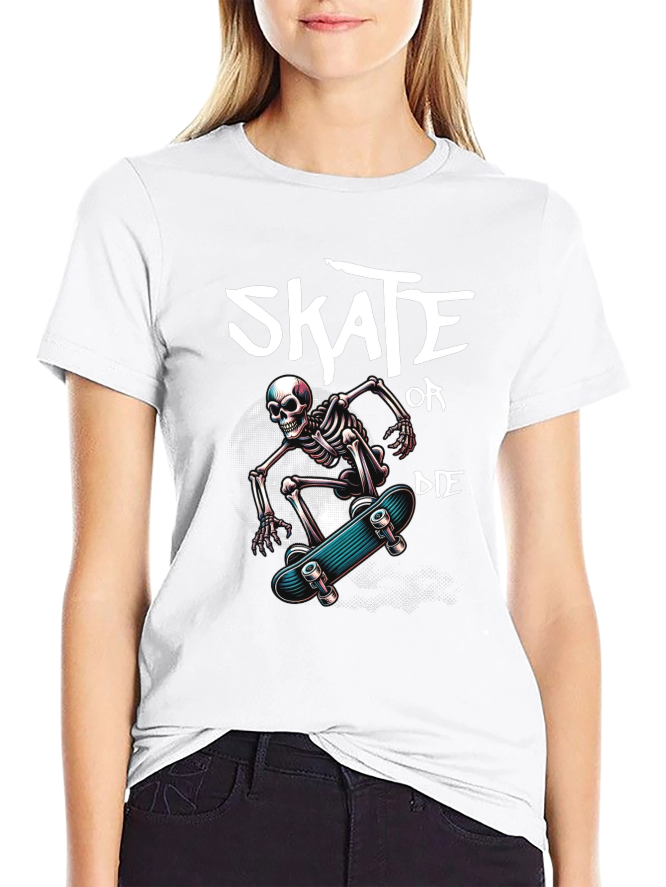 Black Skate or Die Skeleton Graphic Tee view 9