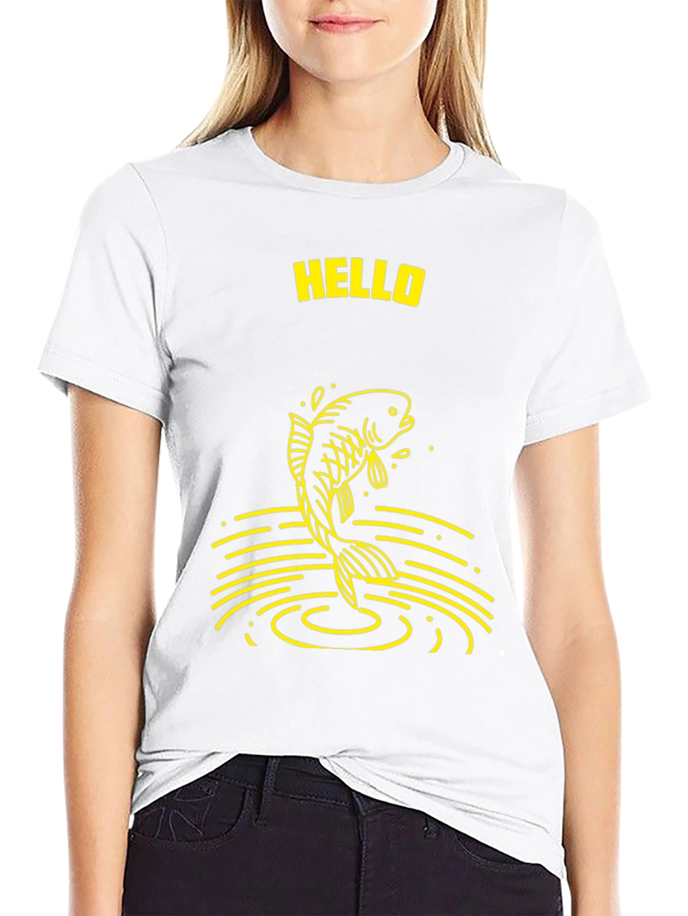 Black Hello Fish Graphic T-Shirt view 9
