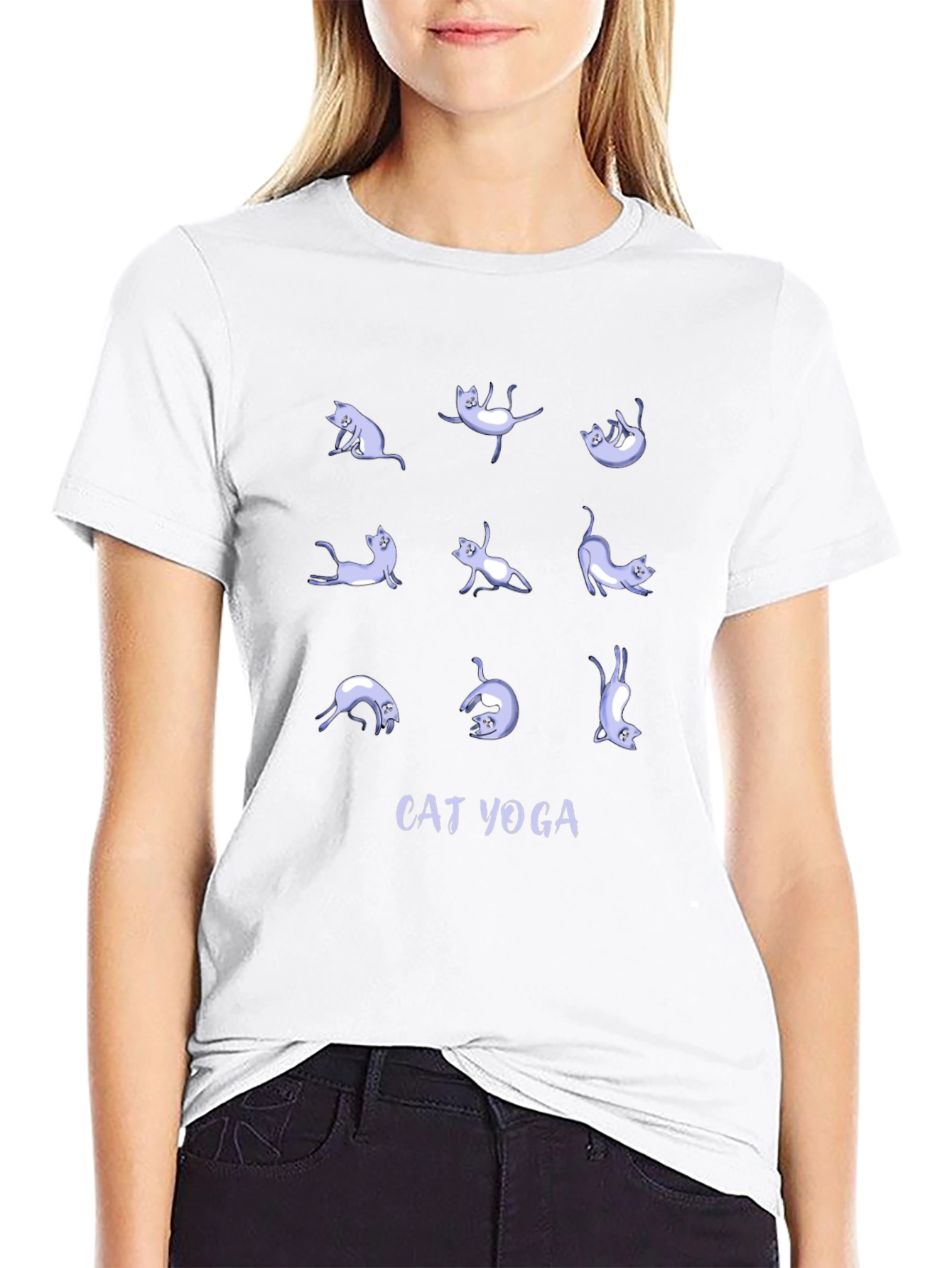 Black Cat Yoga Graphic Tee - Relax & Stretch in Style! view 9