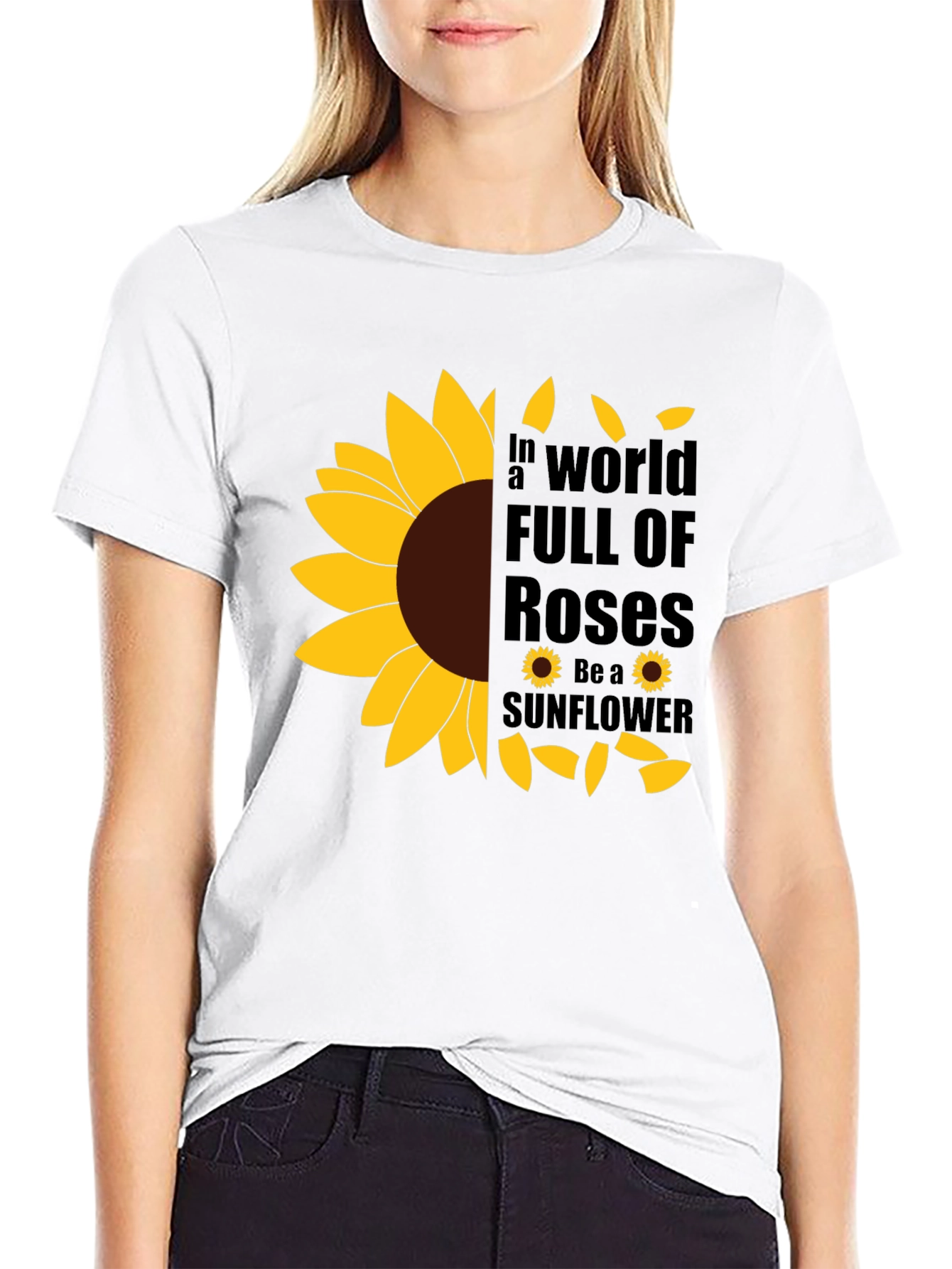 Black Sunflower Graphic T-Shirt - Be a Sunflower view 9