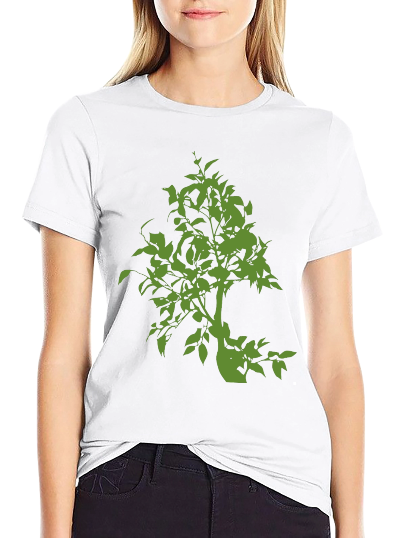 Black Green Tree Graphic Black T-Shirt view 9
