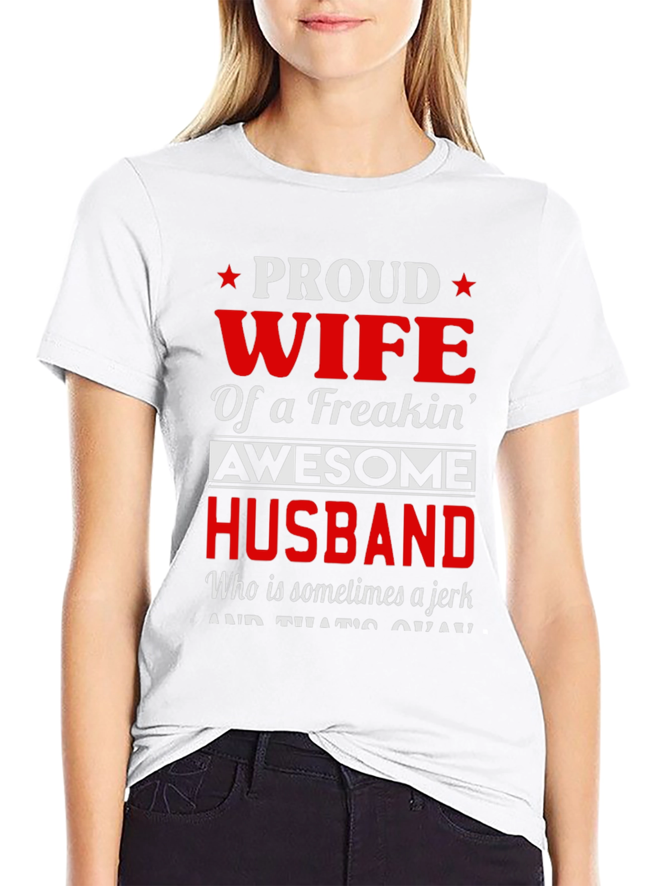 Black Proud Wife of Awesome Husband T-Shirt view 9