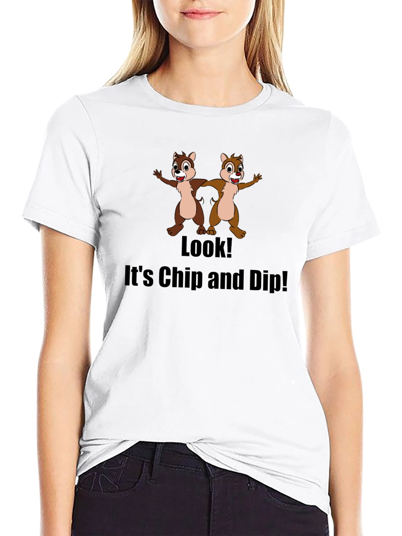 Black Chip and Dip Graphic T-Shirt - Funny Cartoon Tee view 9