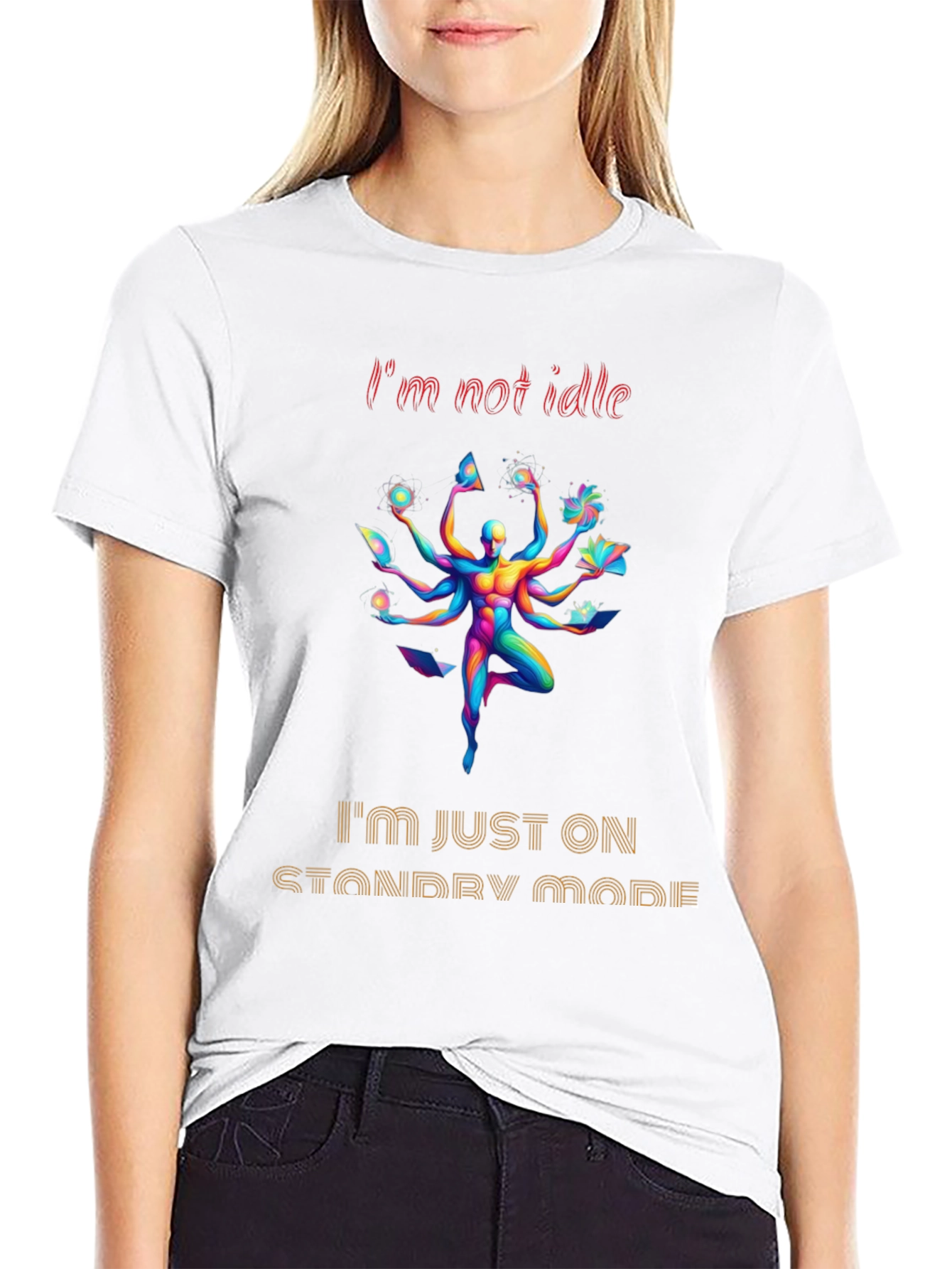 Black I'm Not Idle Standby Mode Graphic Tee view 9