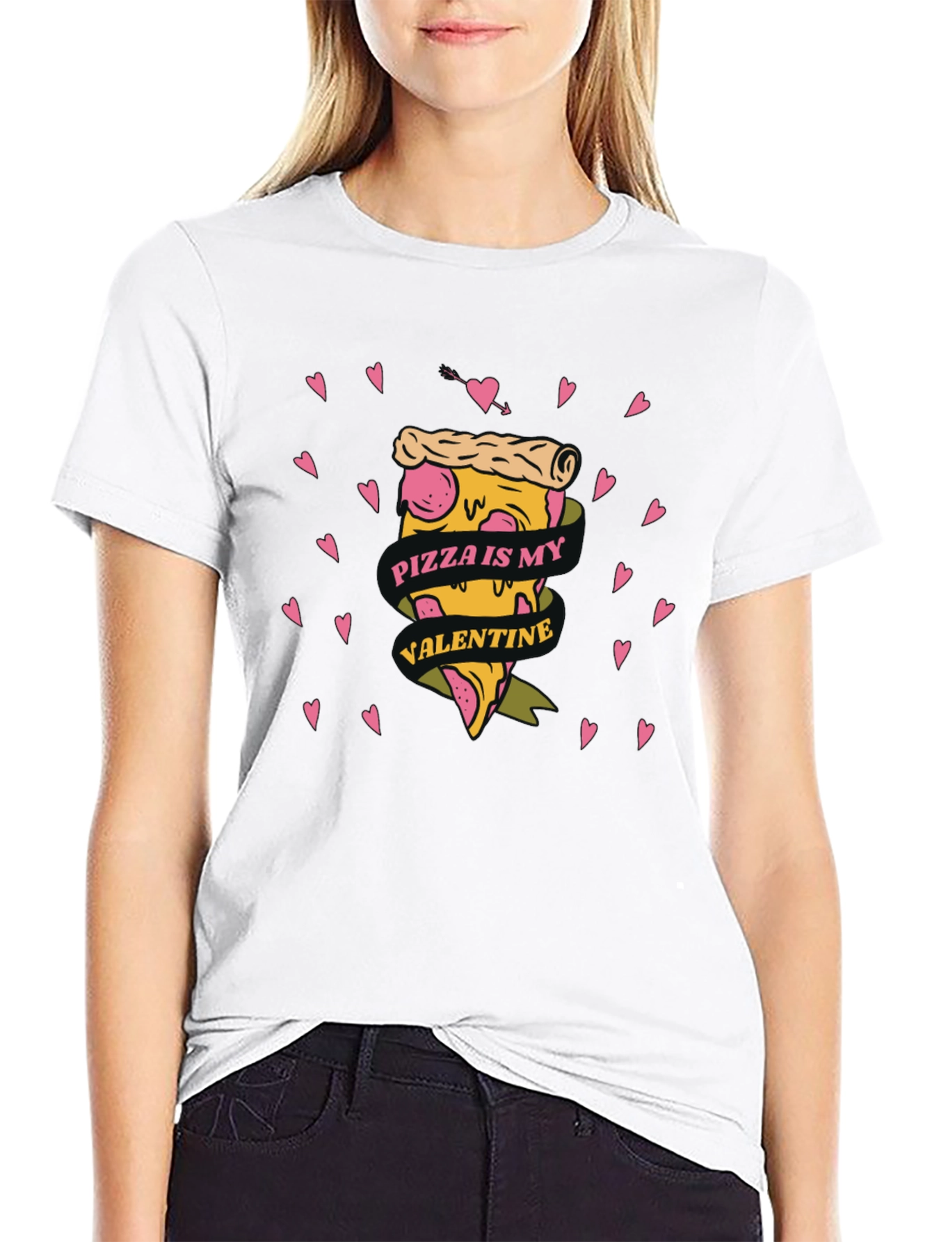 Black Pizza is My Valentine Graphic Tee view 9
