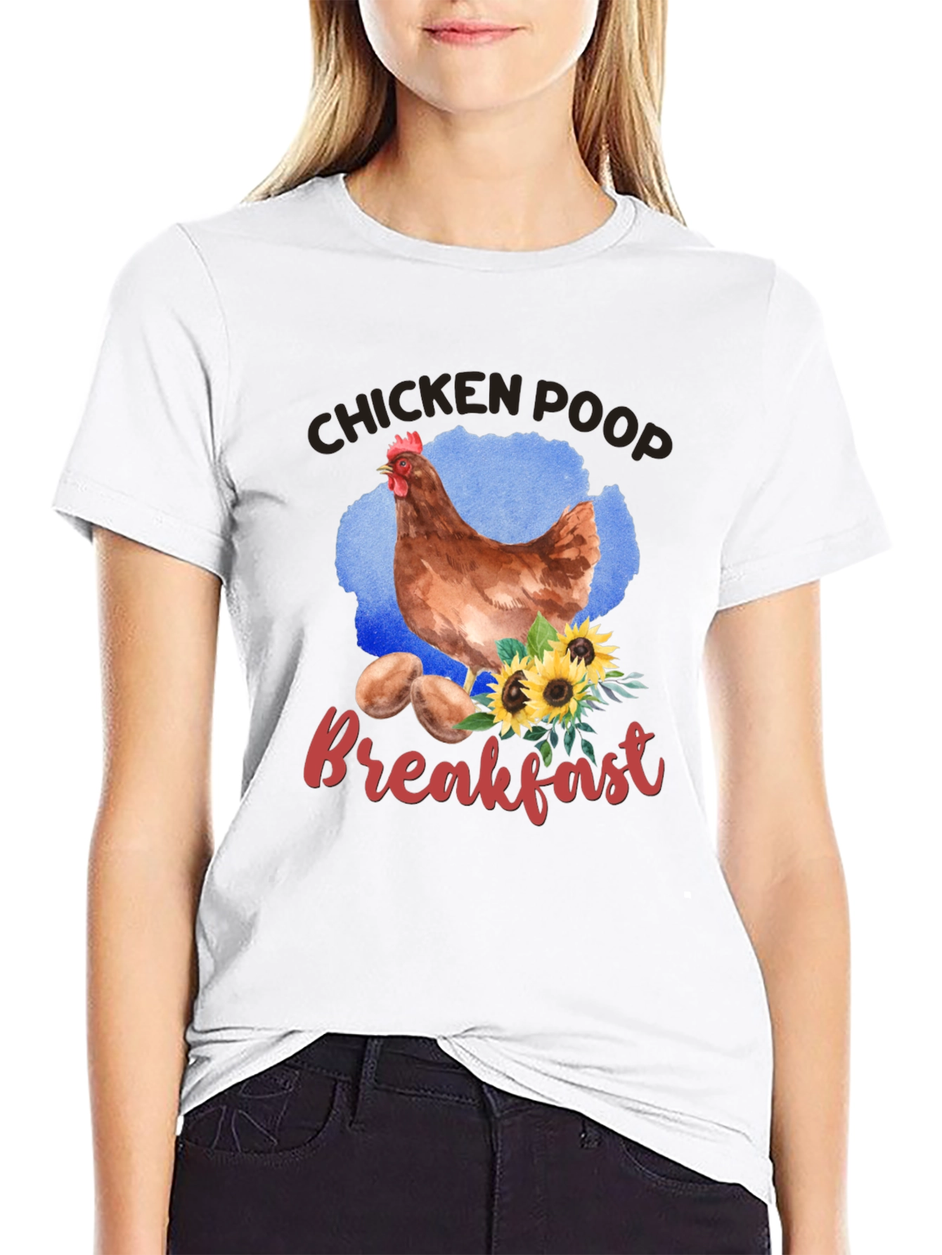 Black Chicken Poop Breakfast Graphic T-Shirt view 9