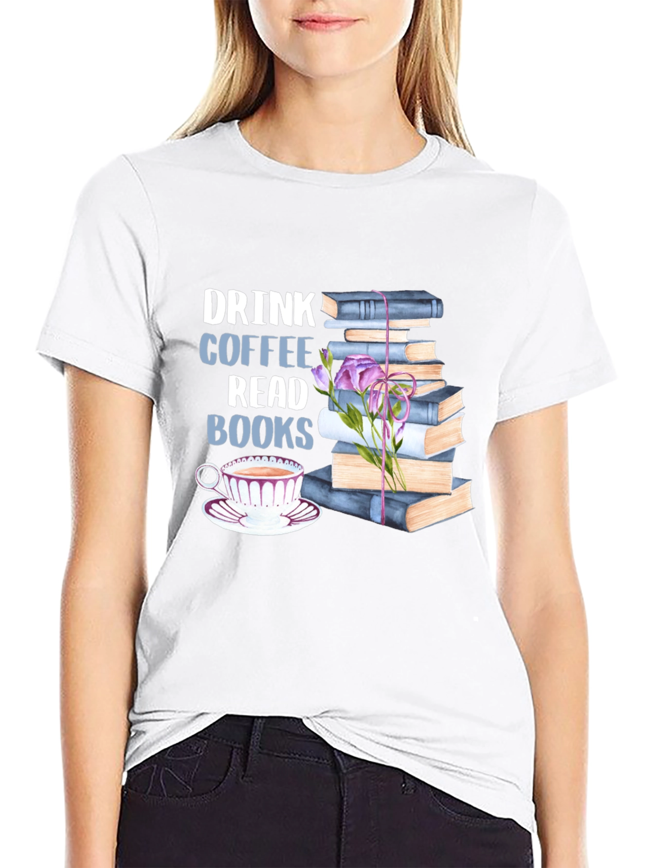 Black Drink Coffee Read Books Graphic Tee view 9