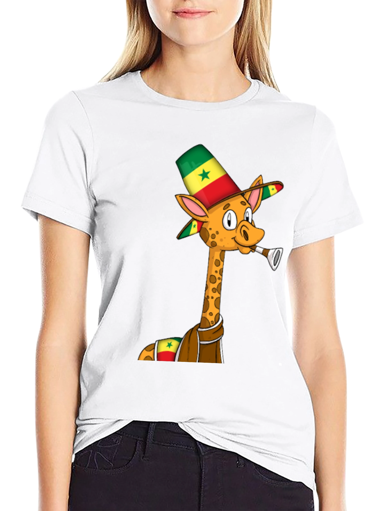 Black Senegal Giraffe T-Shirt - Novelty Graphic Tee view 9