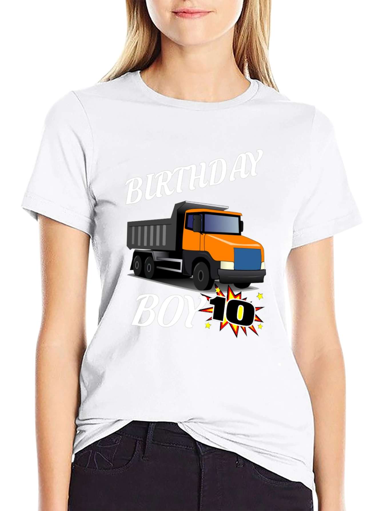 Black Birthday Boy Truck T-Shirt - Ten Years Old view 9