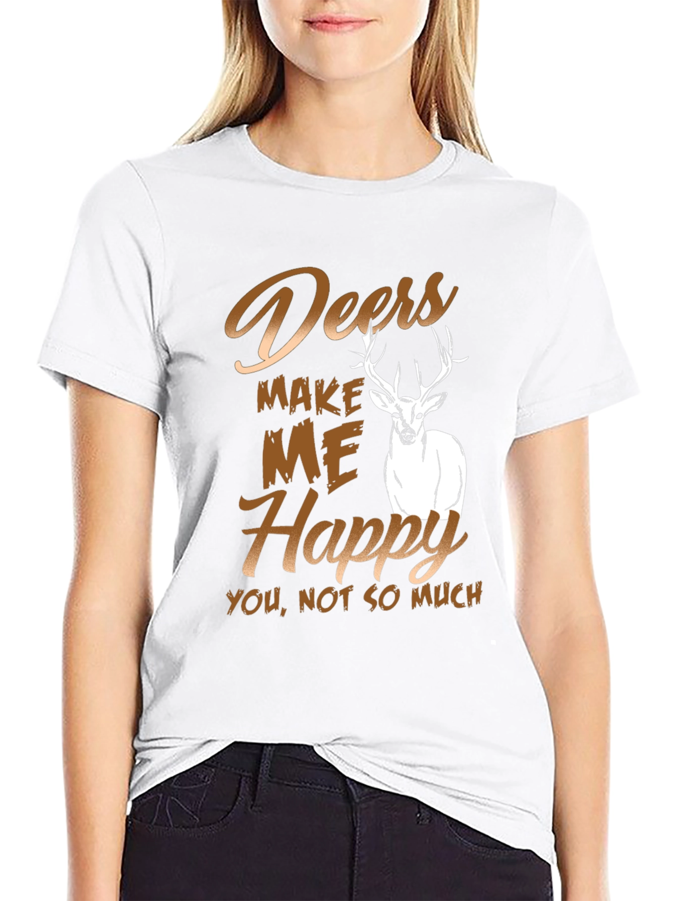 Black Deers Make Me Happy T-Shirt view 9