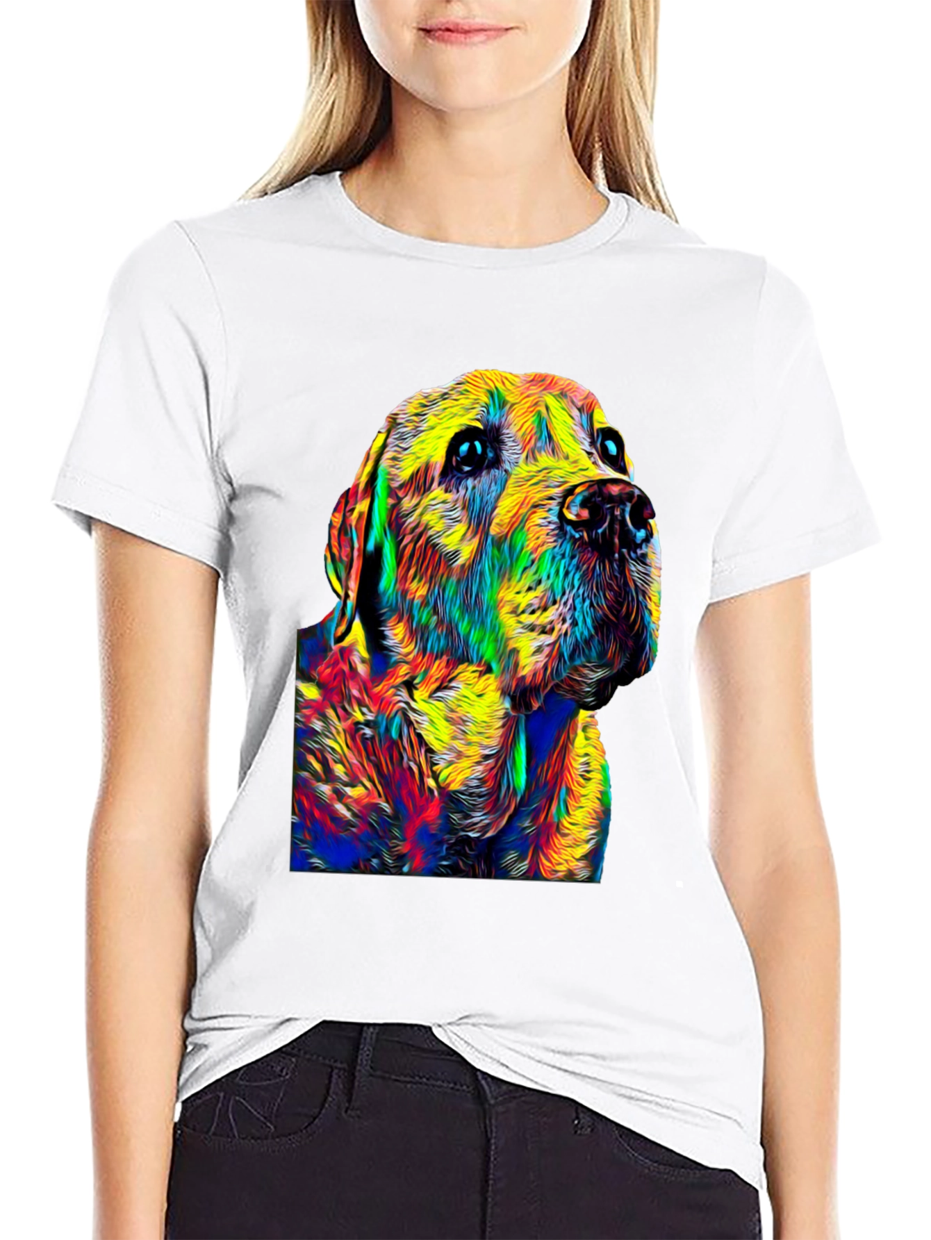 Black Colorful Dog Portrait Black T-Shirt view 9